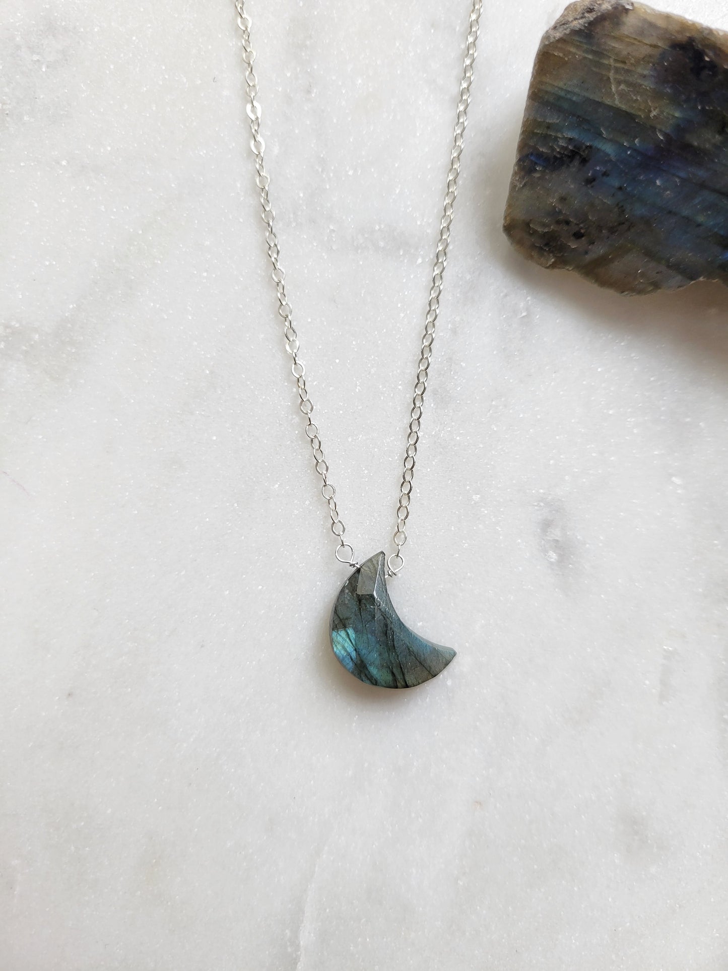 Labradorite Crescent Moon Necklace