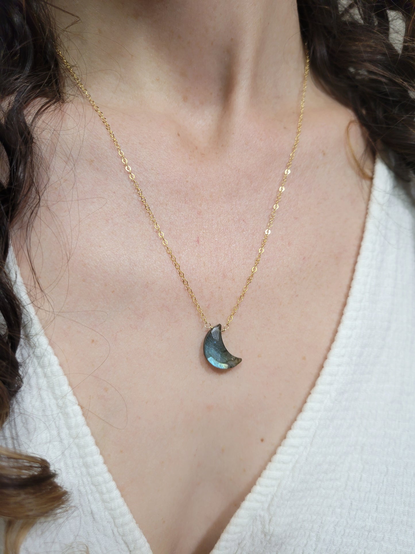 Labradorite Crescent Moon Necklace