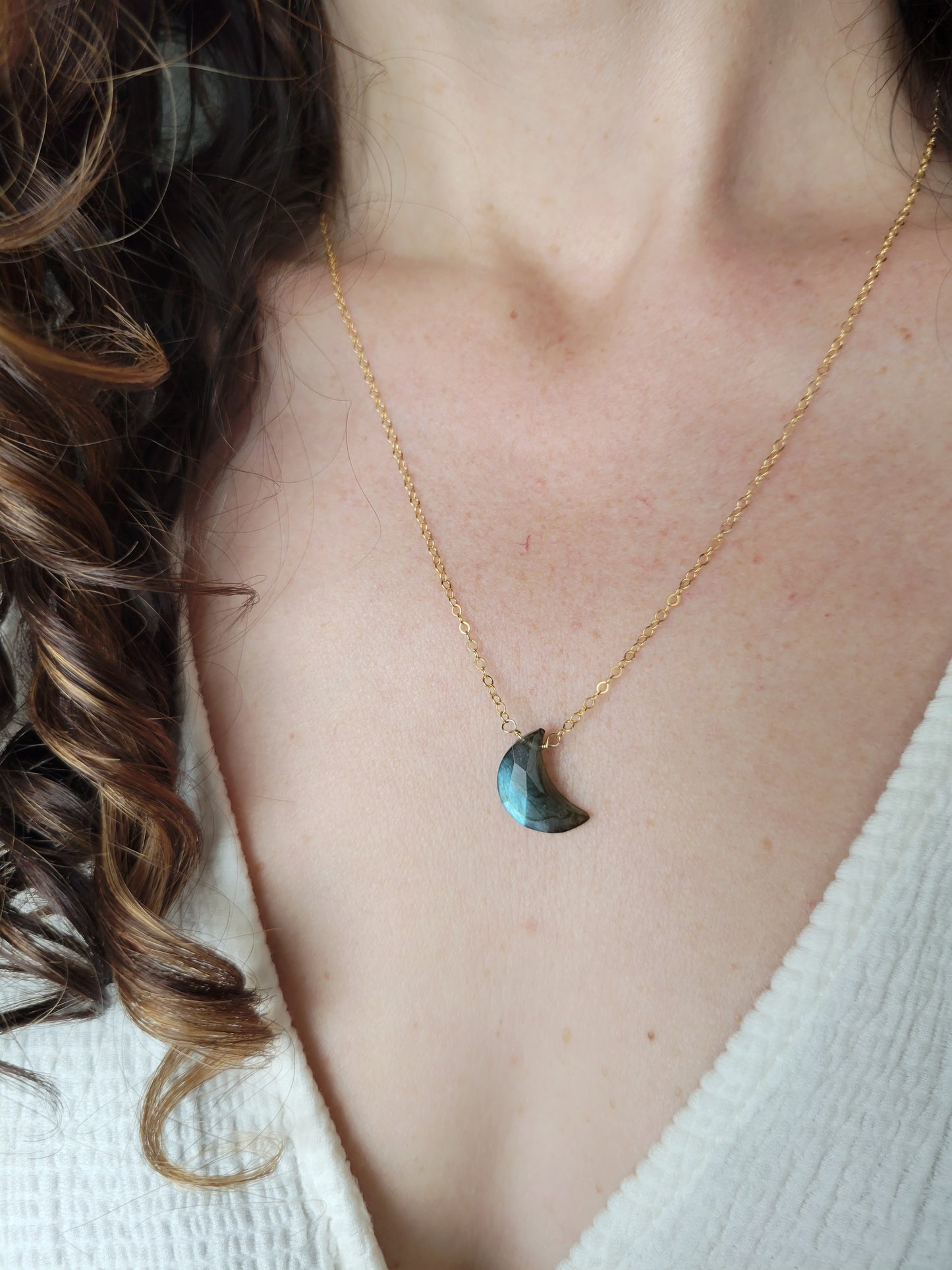 Labradorite Crescent Moon Necklace
