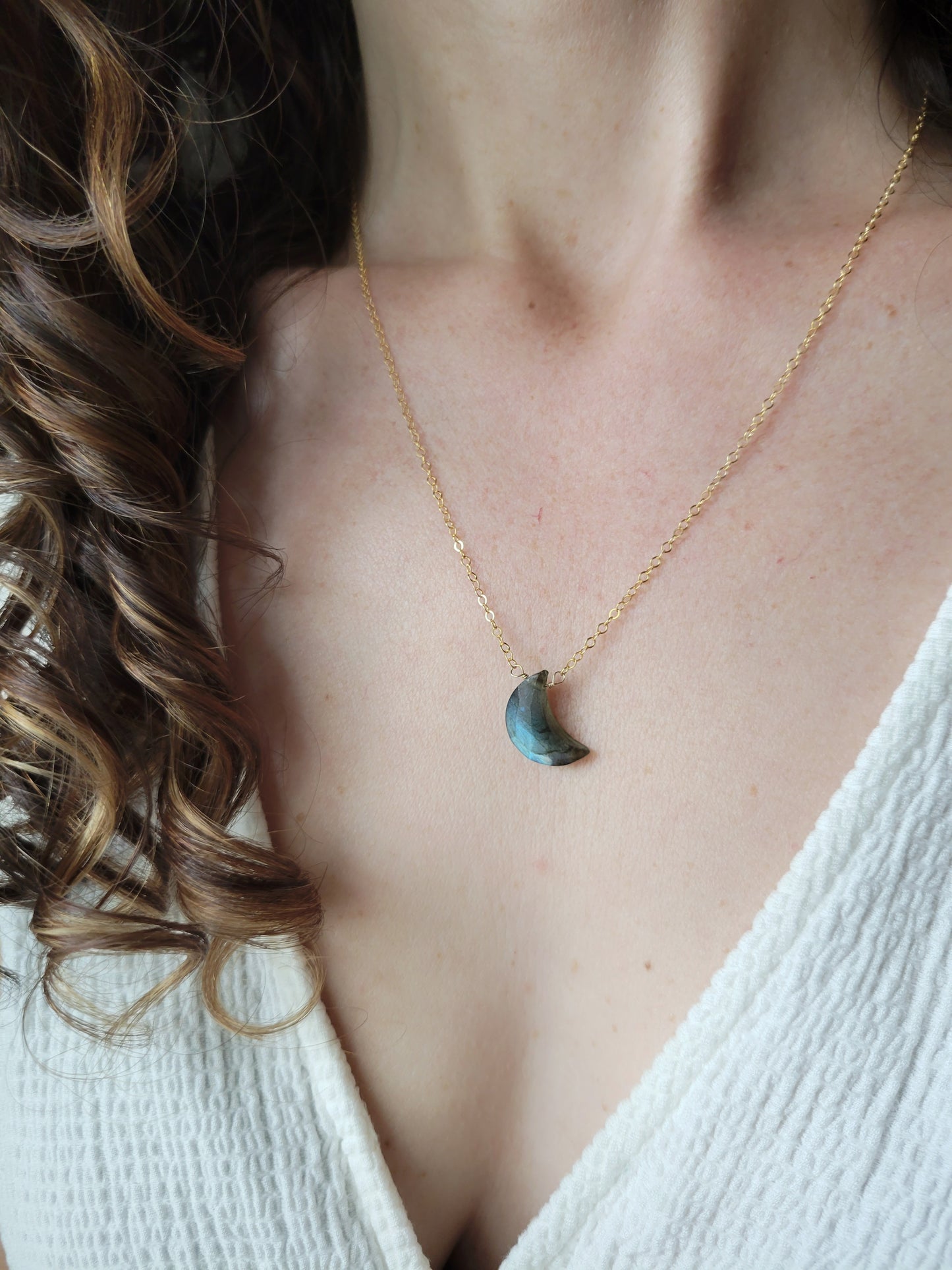 Labradorite Crescent Moon Necklace