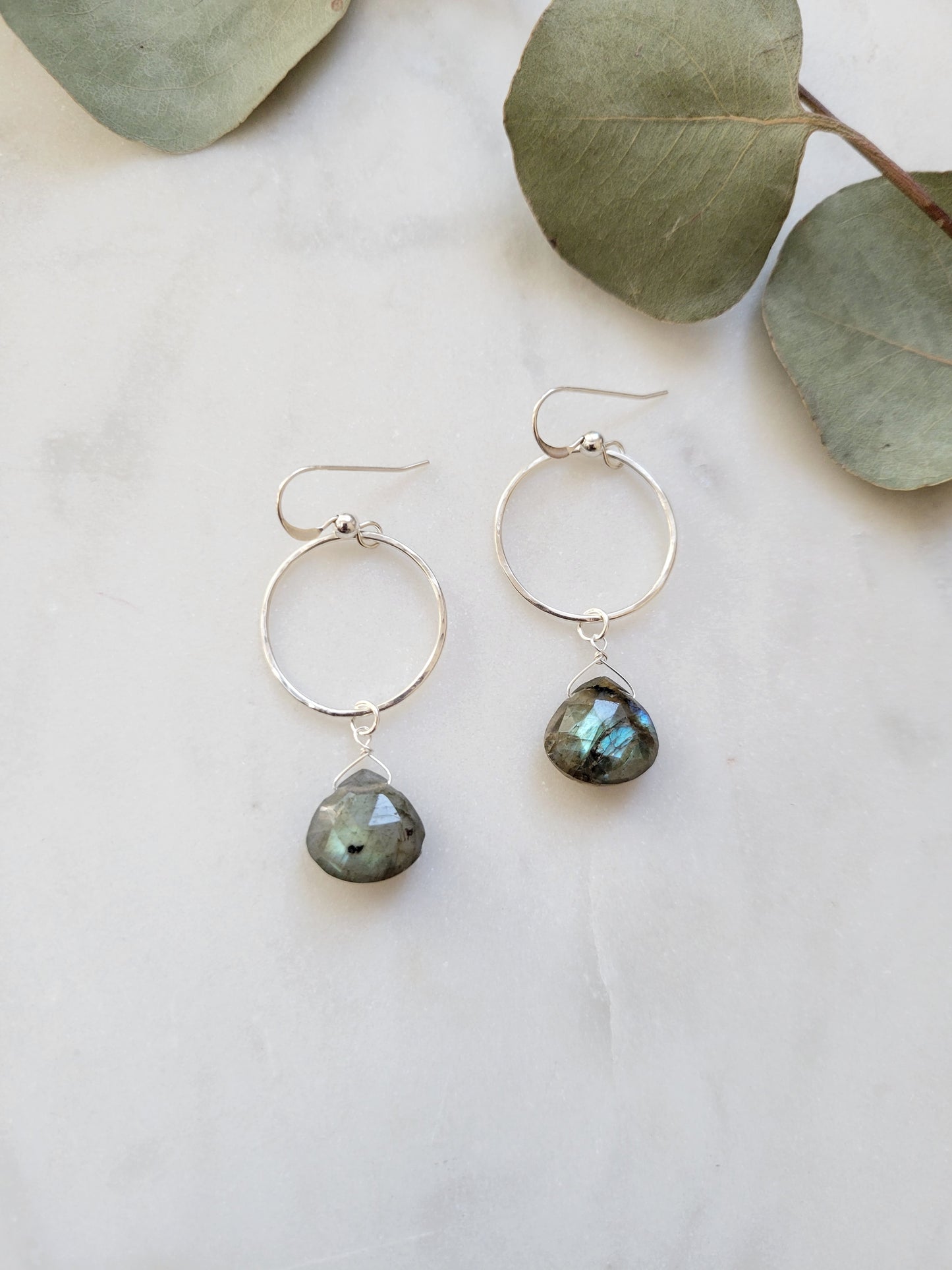 Labradorite Circle Drop Earrings
