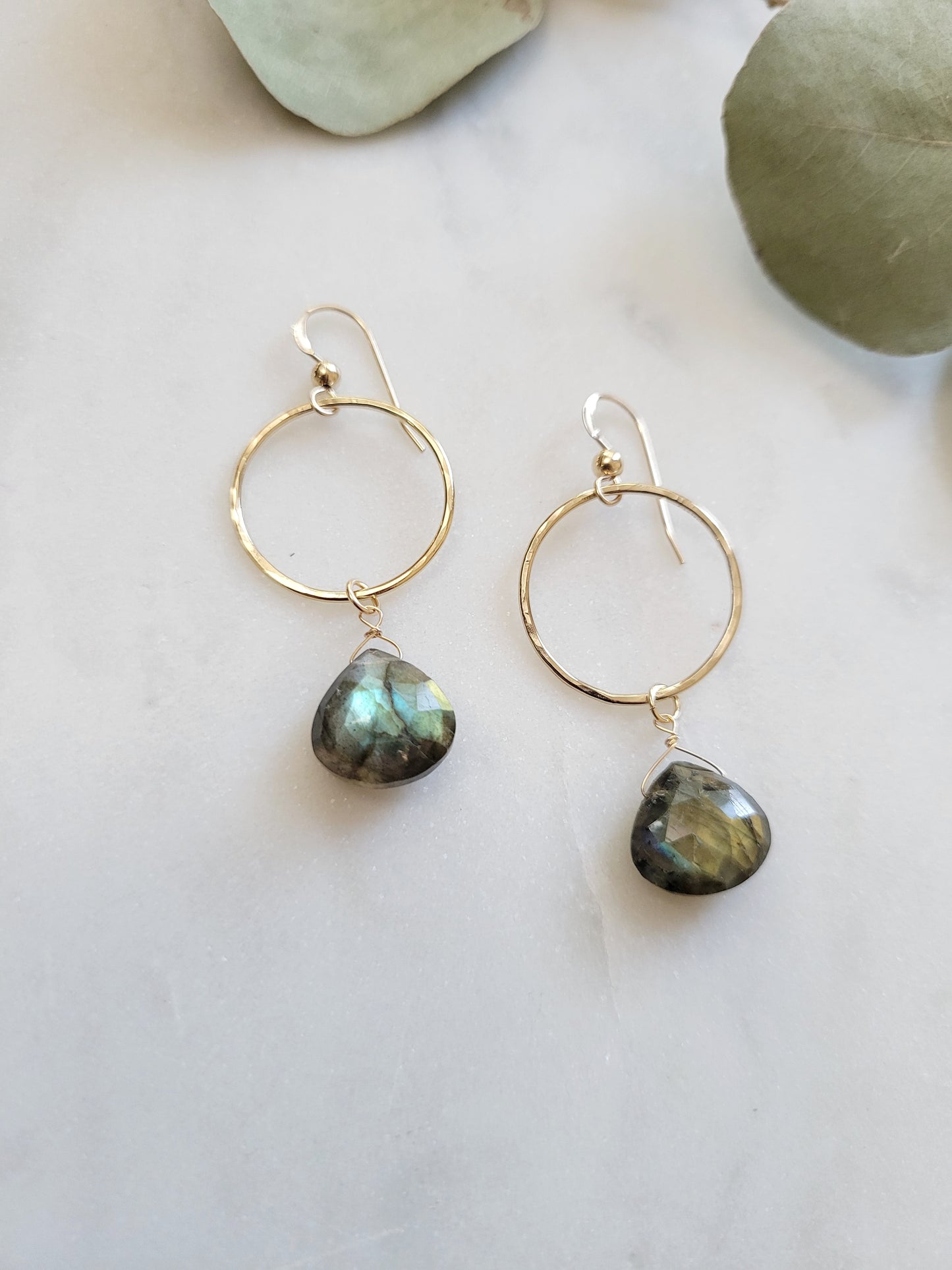 Labradorite Circle Drop Earrings