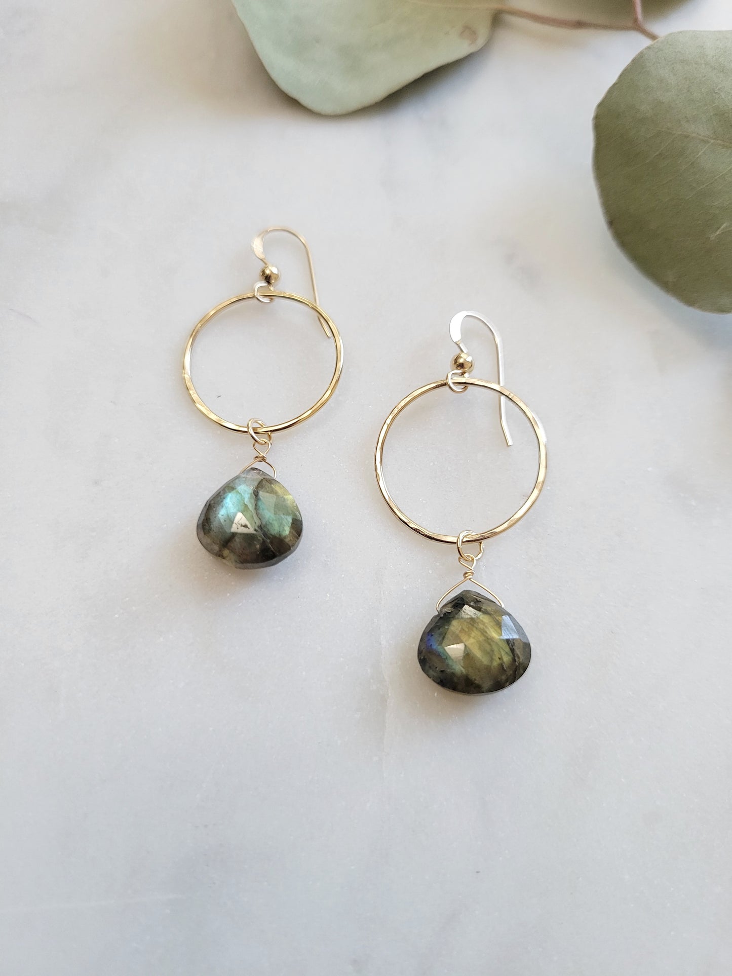 Labradorite Circle Drop Earrings