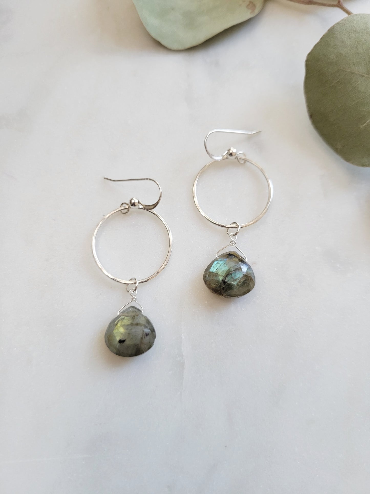 Labradorite Circle Drop Earrings