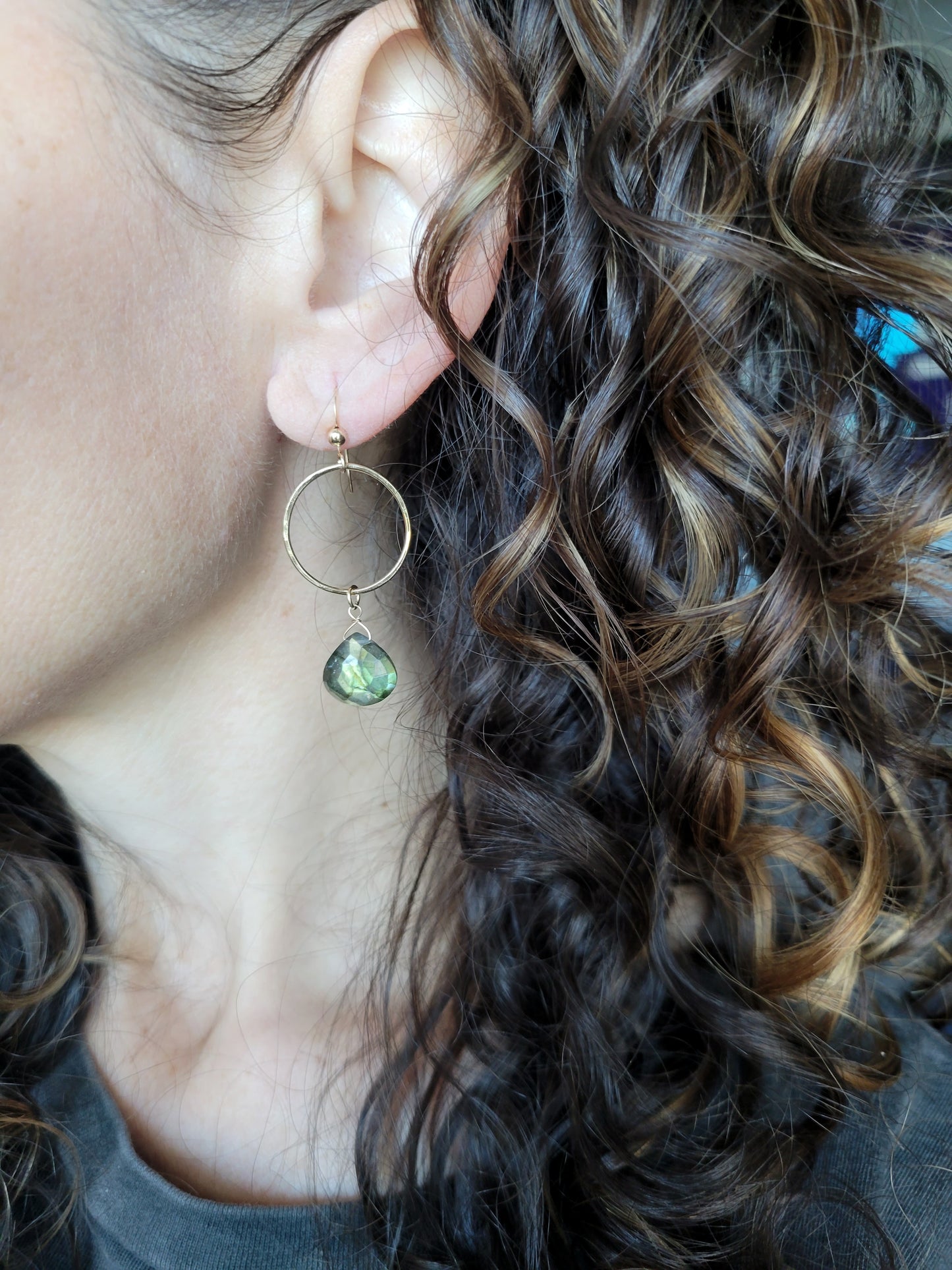 Labradorite Circle Drop Earrings