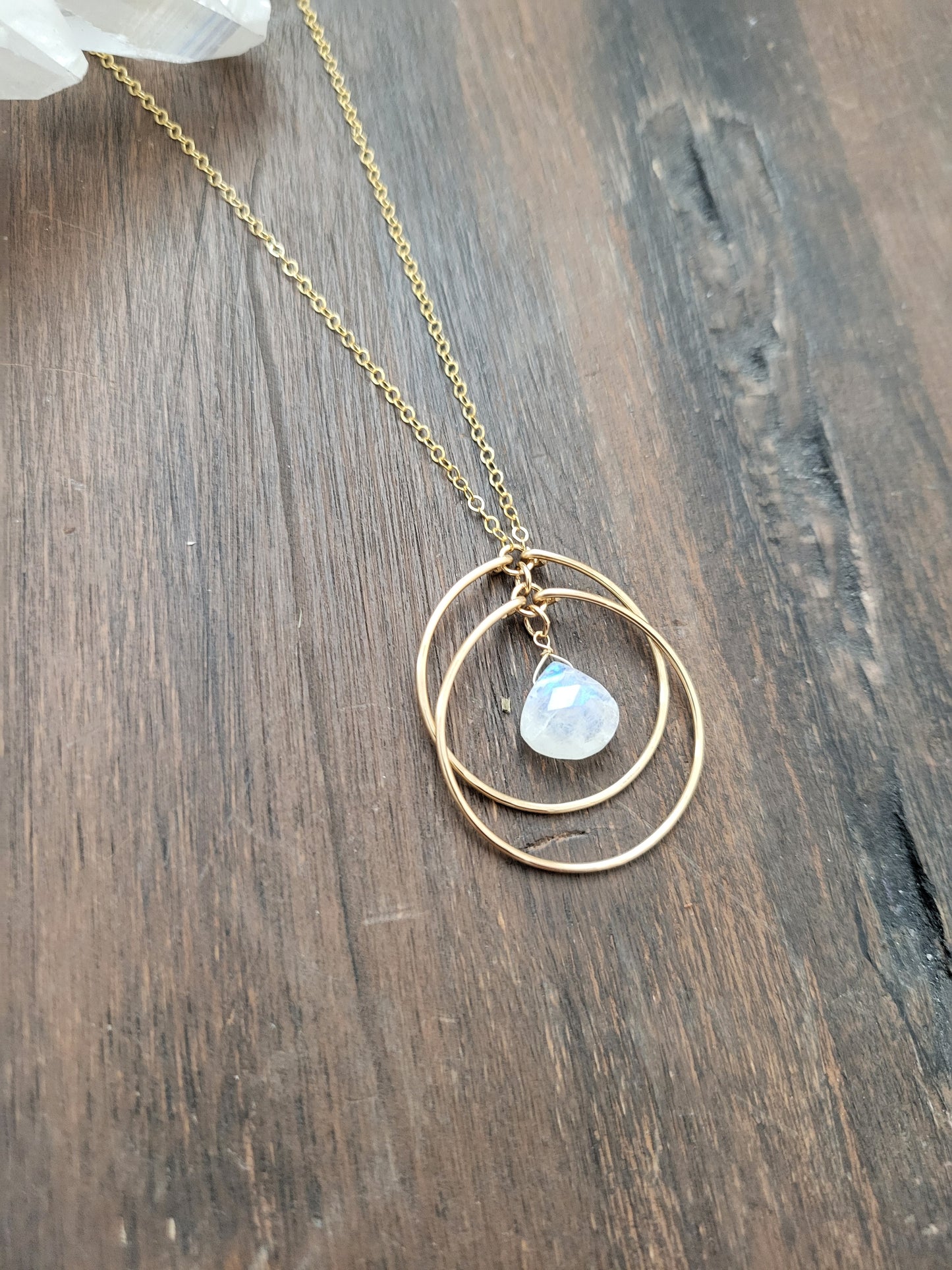 Crescent Moonstone Circle Necklace