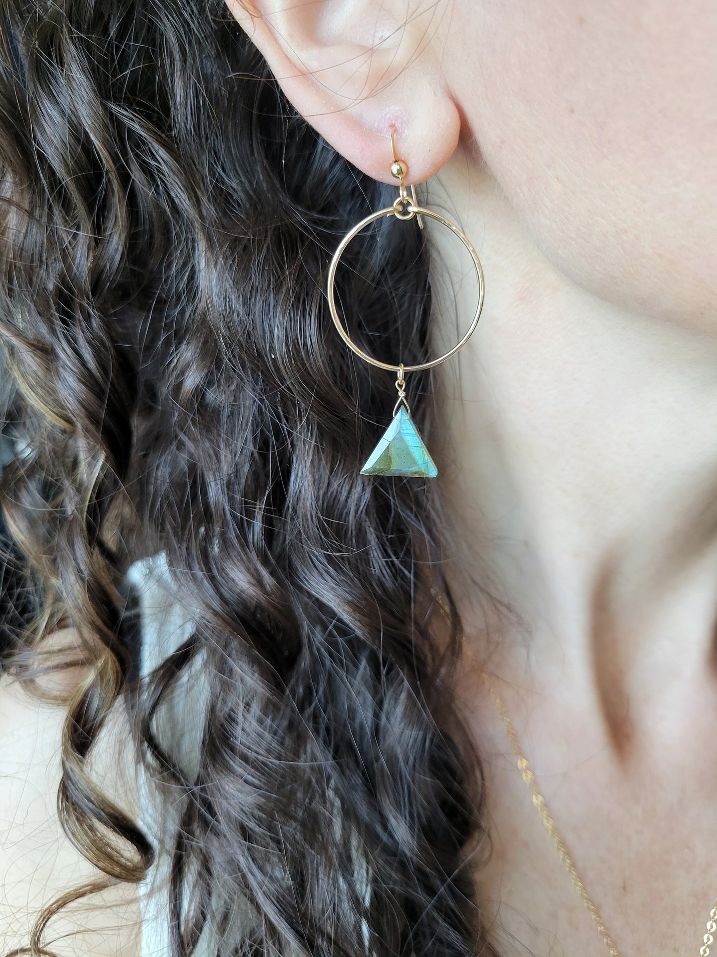 Triangle Hoop Earrings Labradorite