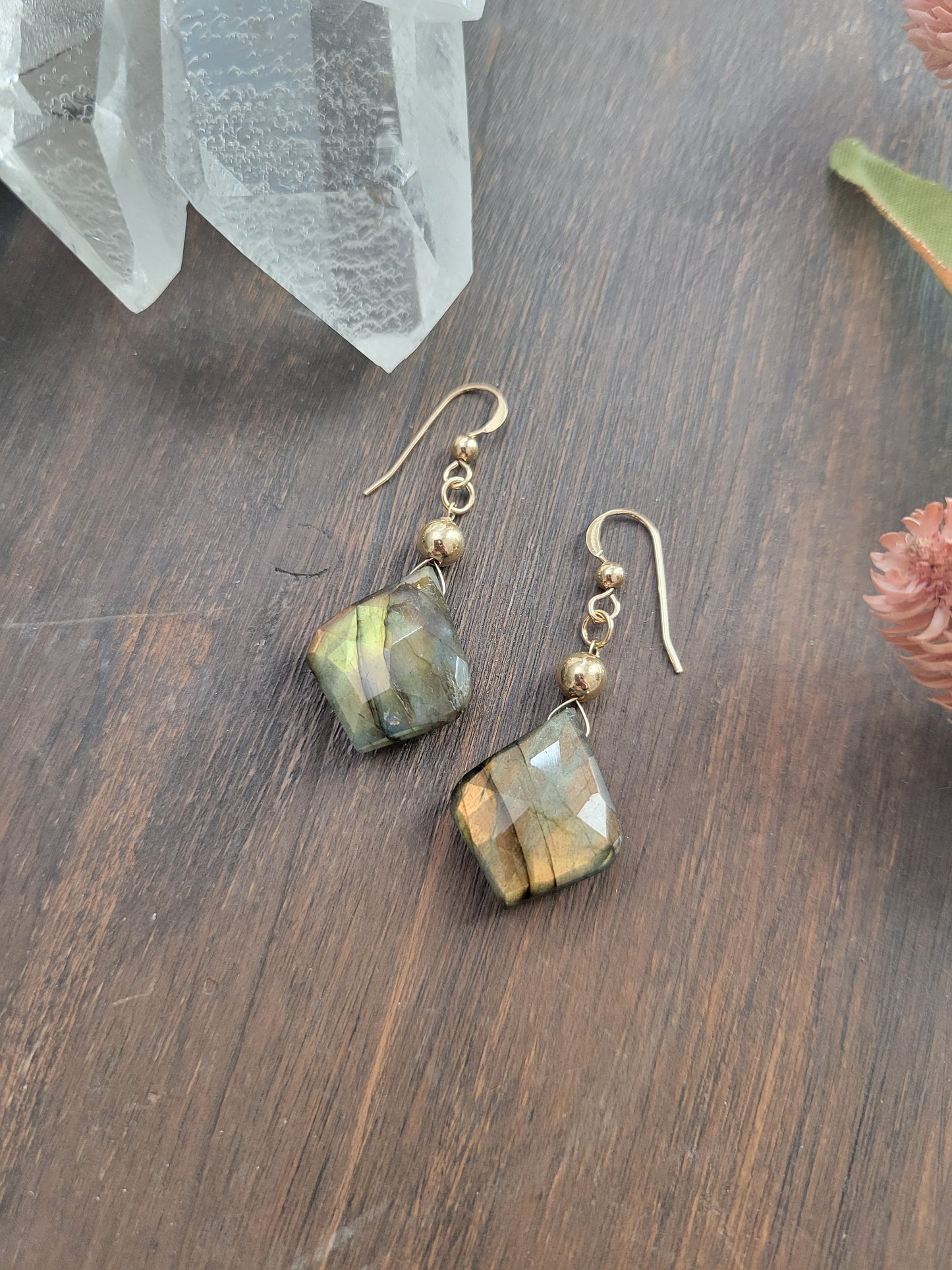 Labradorite Petal Earrings