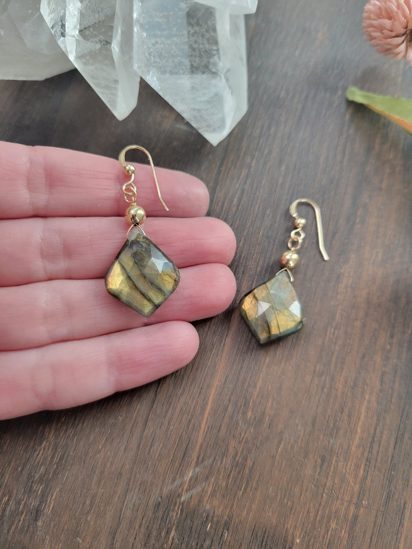 Labradorite Petal Earrings