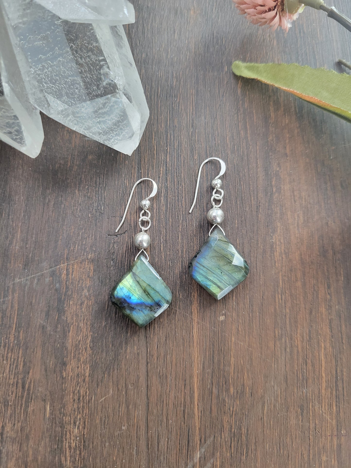 Labradorite Petal Earrings