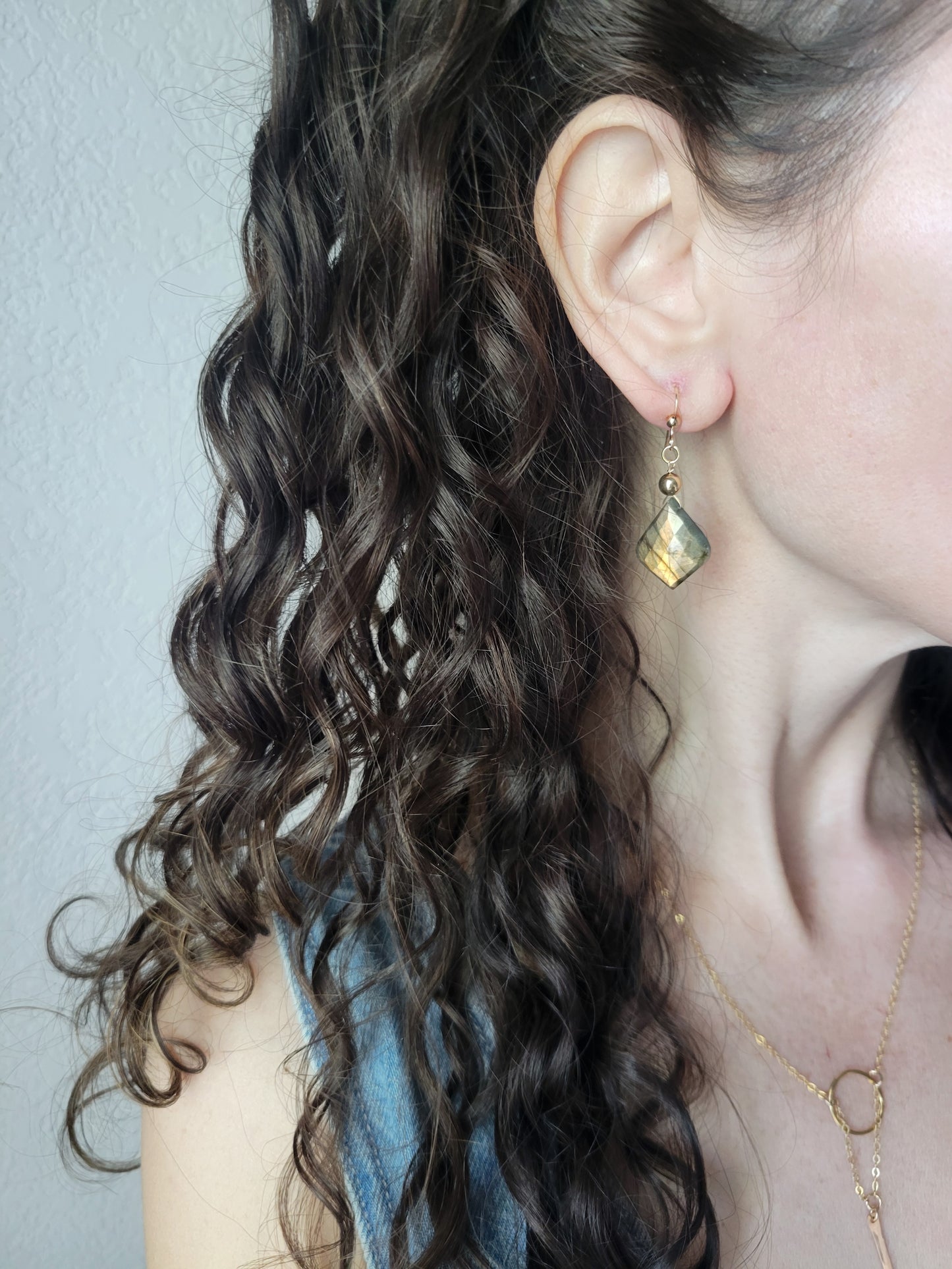 Labradorite Petal Earrings