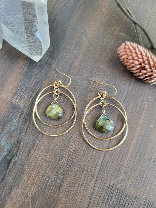 Labradorite Crescent Moon Earrings