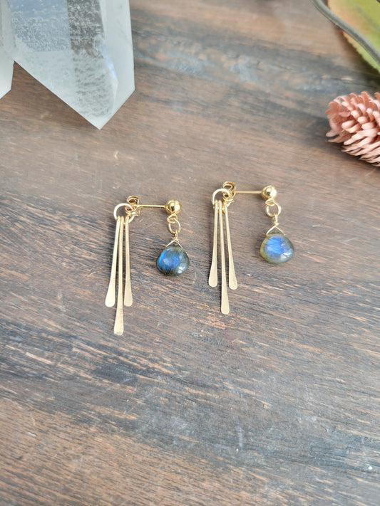 Labradorite Fringe Stud Earrings