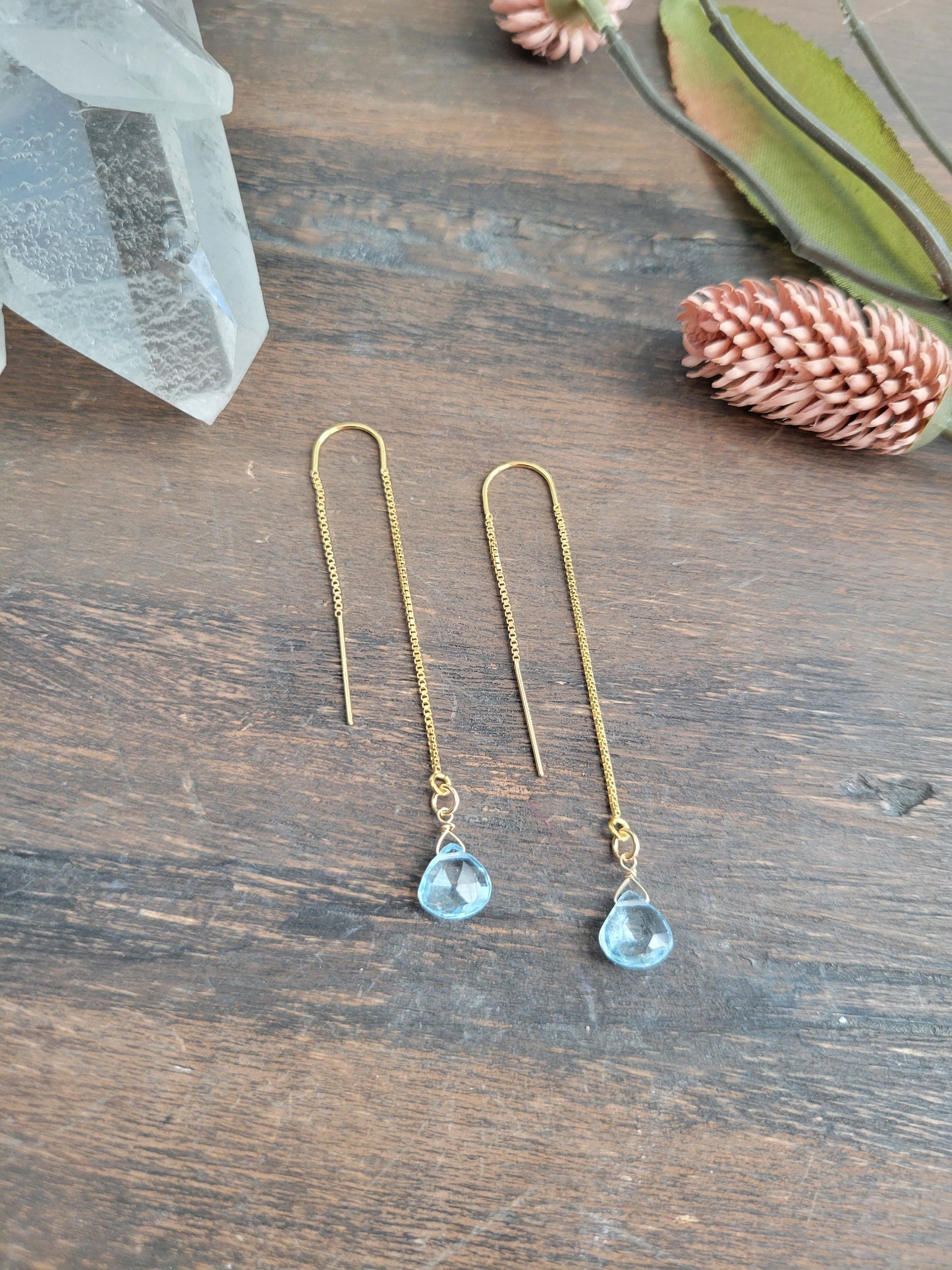 Sky Blue Topaz Threader Earrings