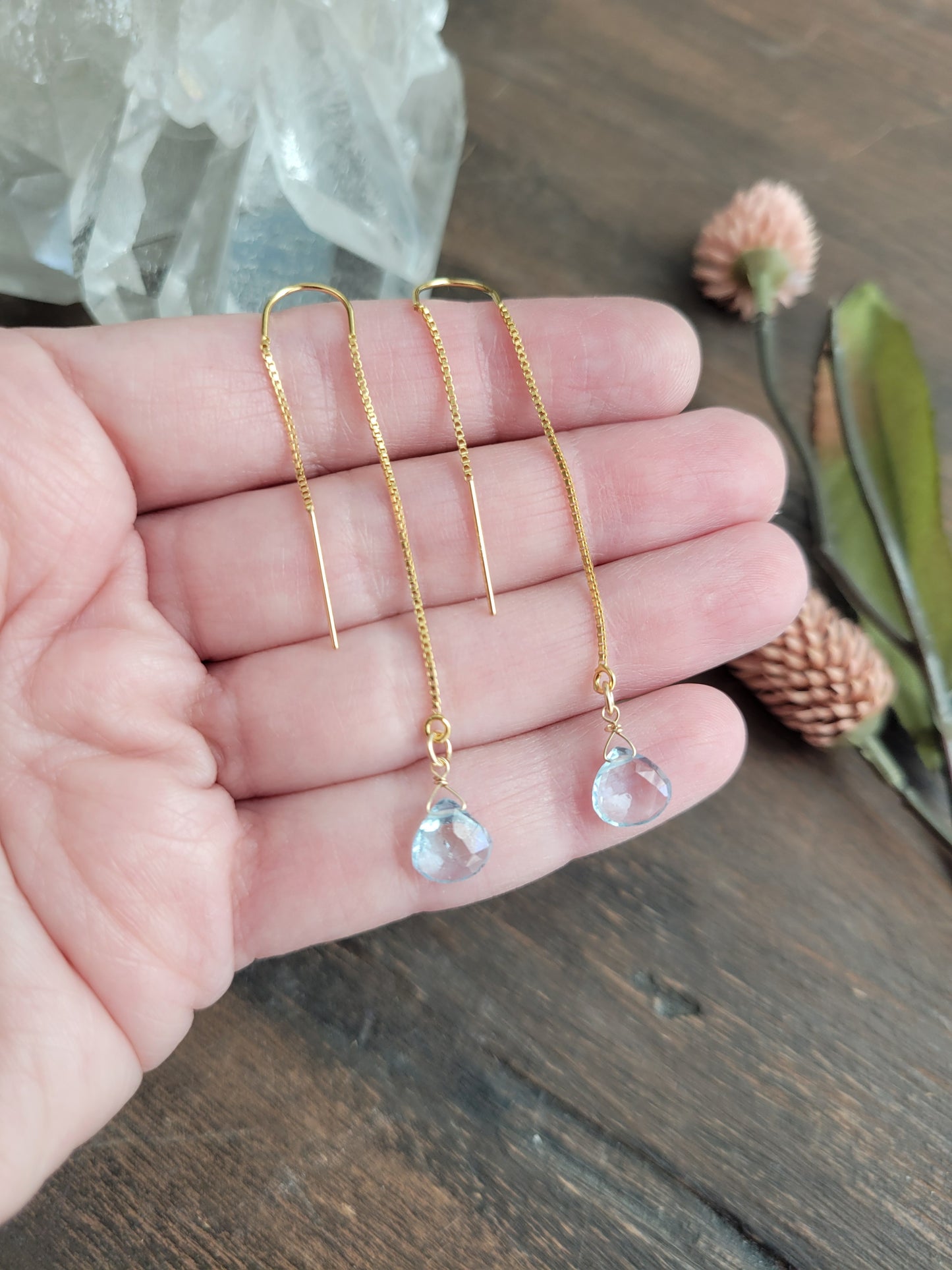 Sky Blue Topaz Threader Earrings