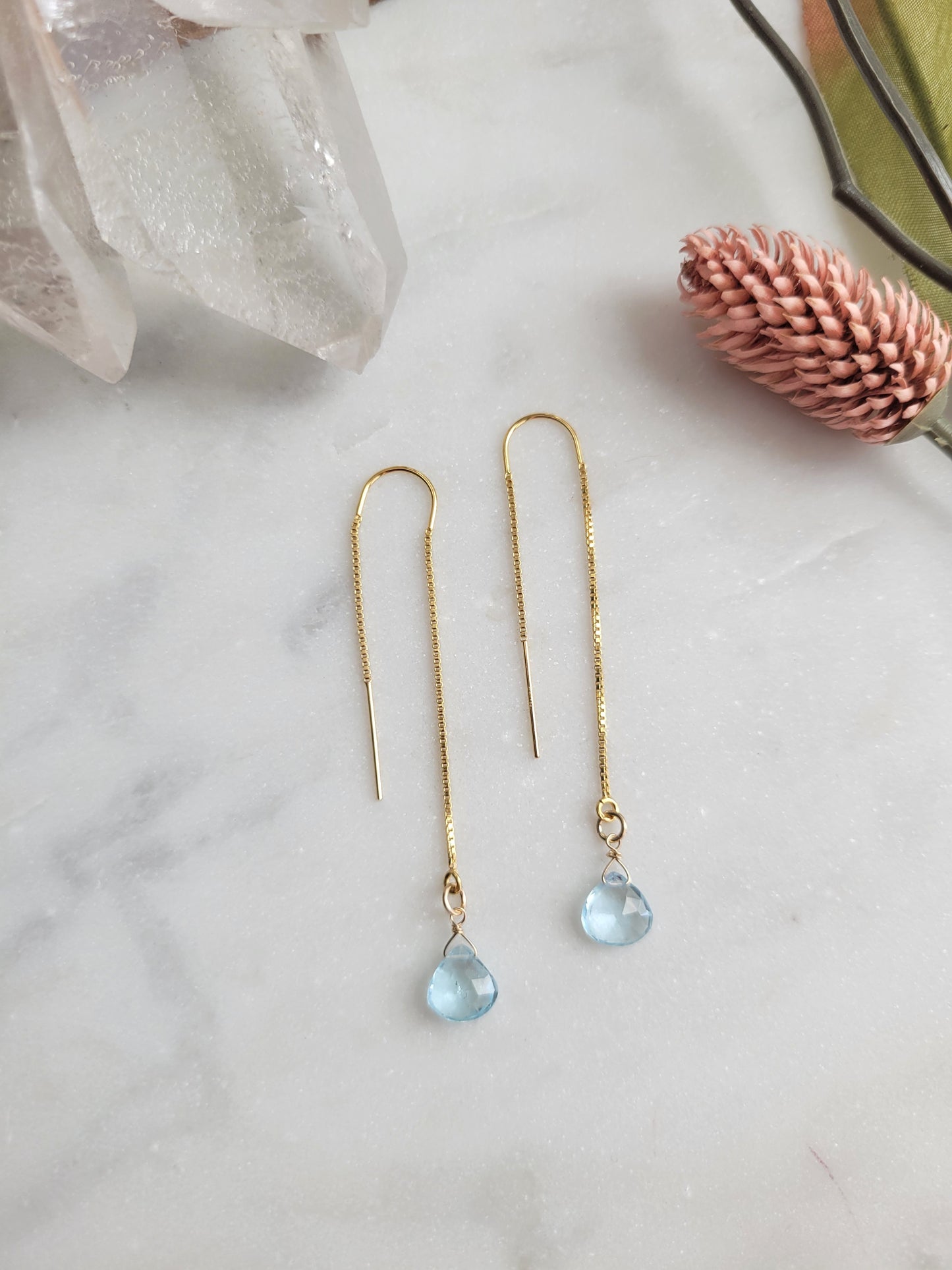 Sky Blue Topaz Threader Earrings