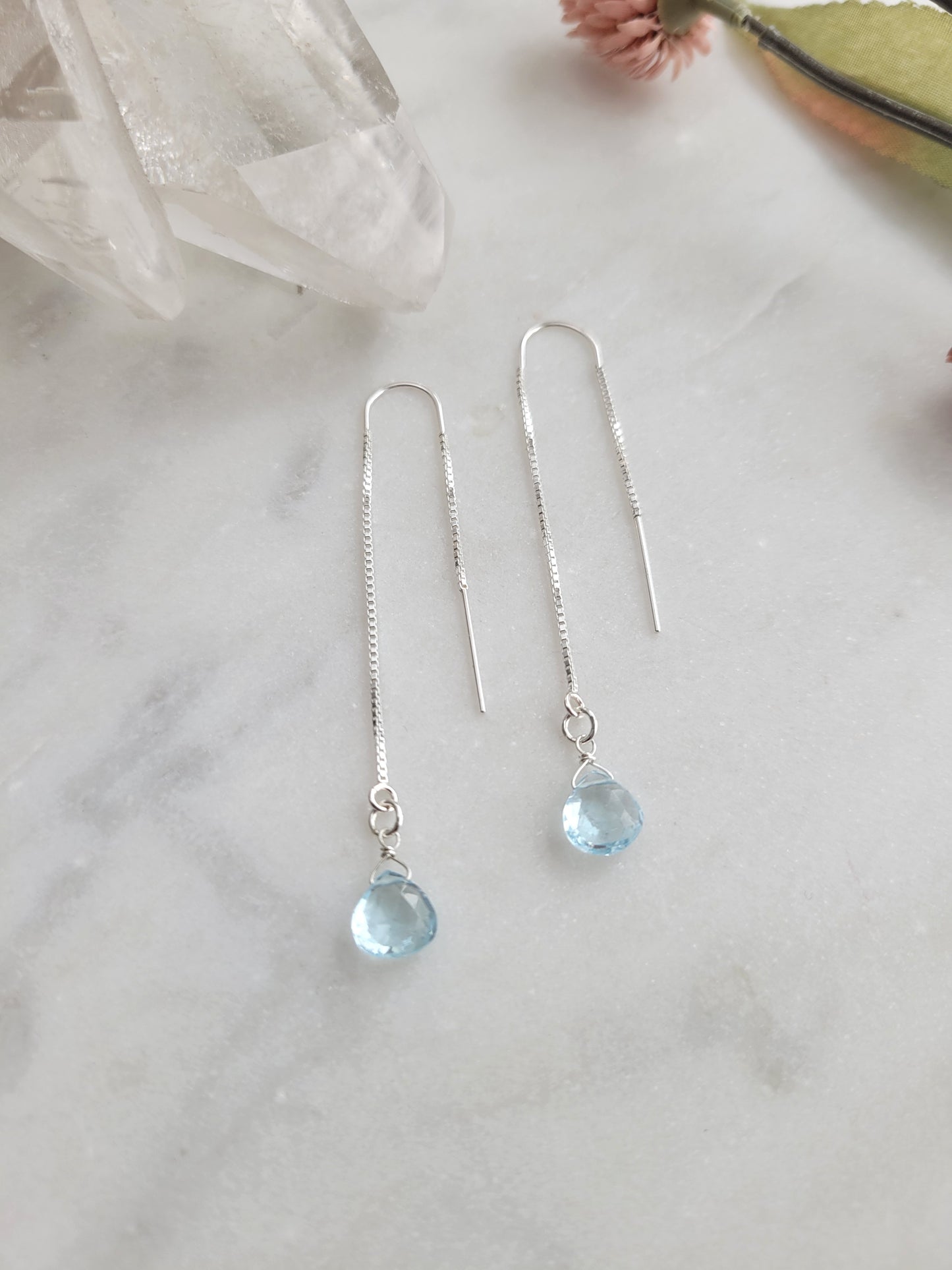 Sky Blue Topaz Threader Earrings
