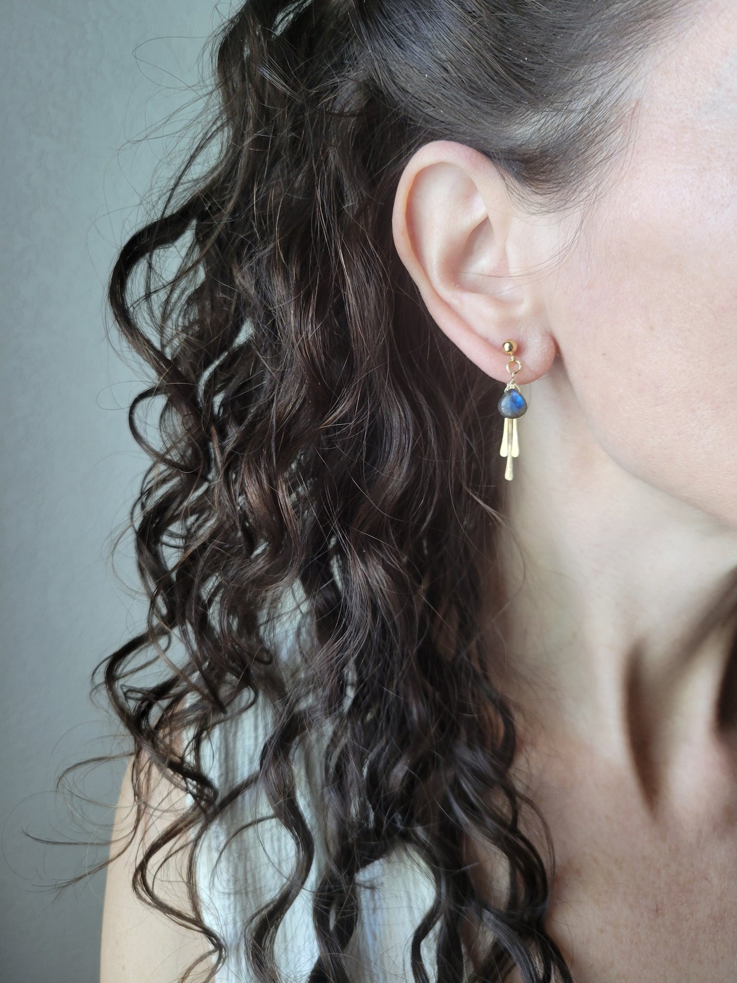 Labradorite Fringe Stud Earrings