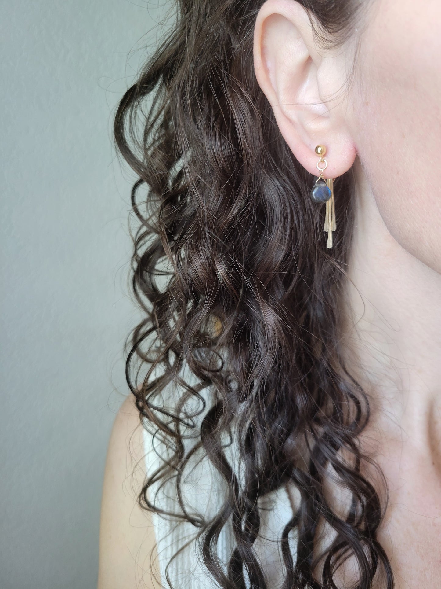 Labradorite Fringe Stud Earrings