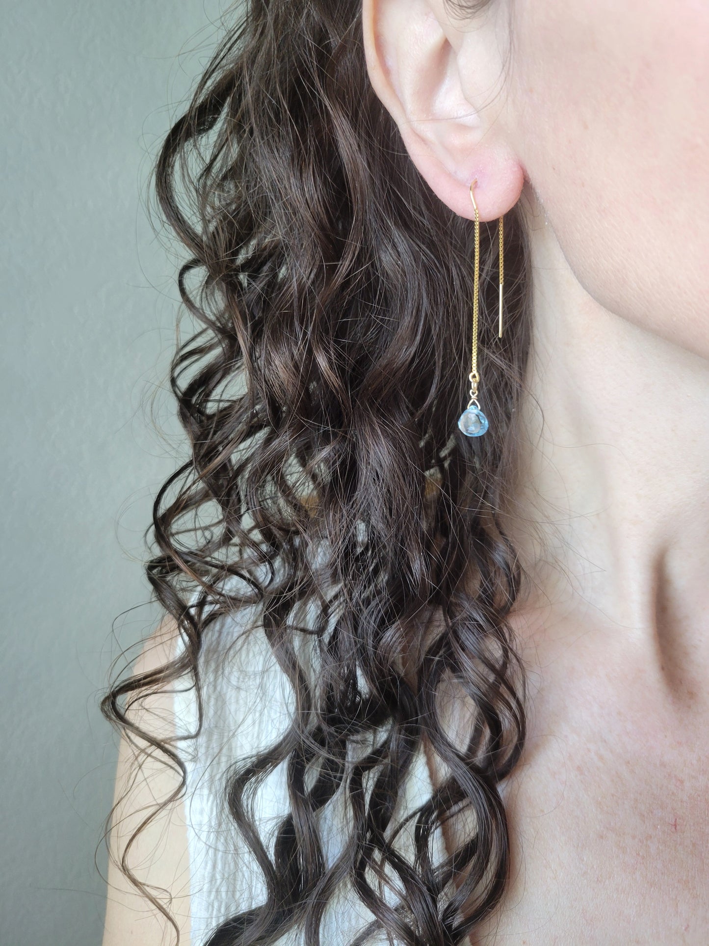 Sky Blue Topaz Threader Earrings