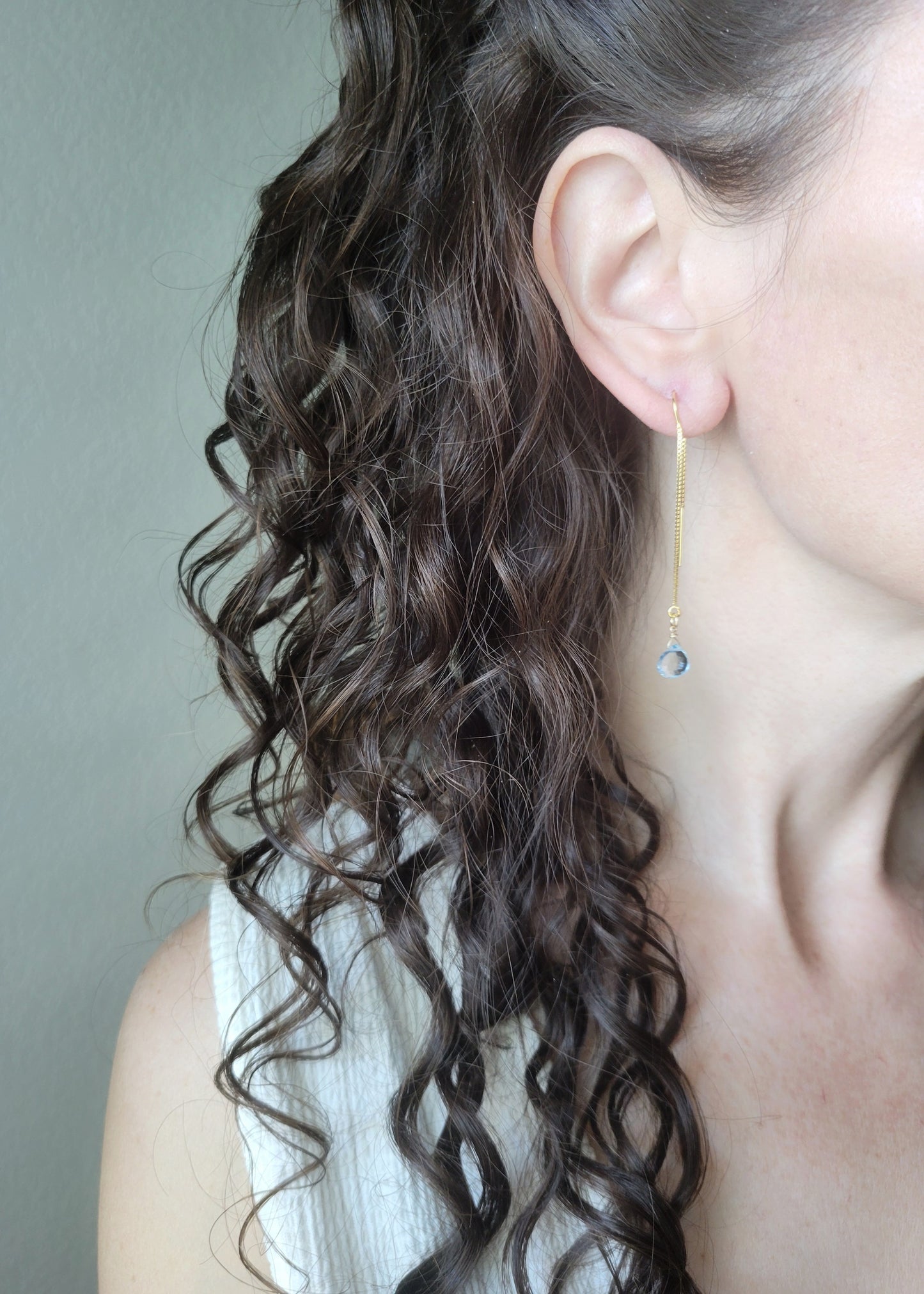 Sky Blue Topaz Threader Earrings