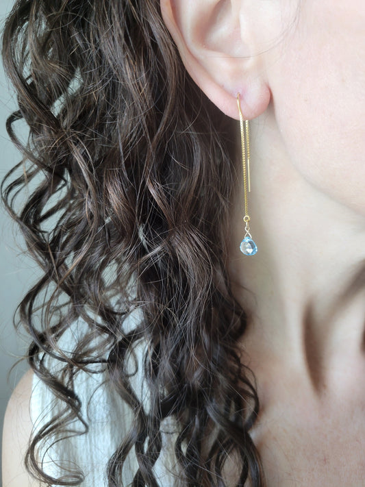 Sky Blue Topaz Threader Earrings