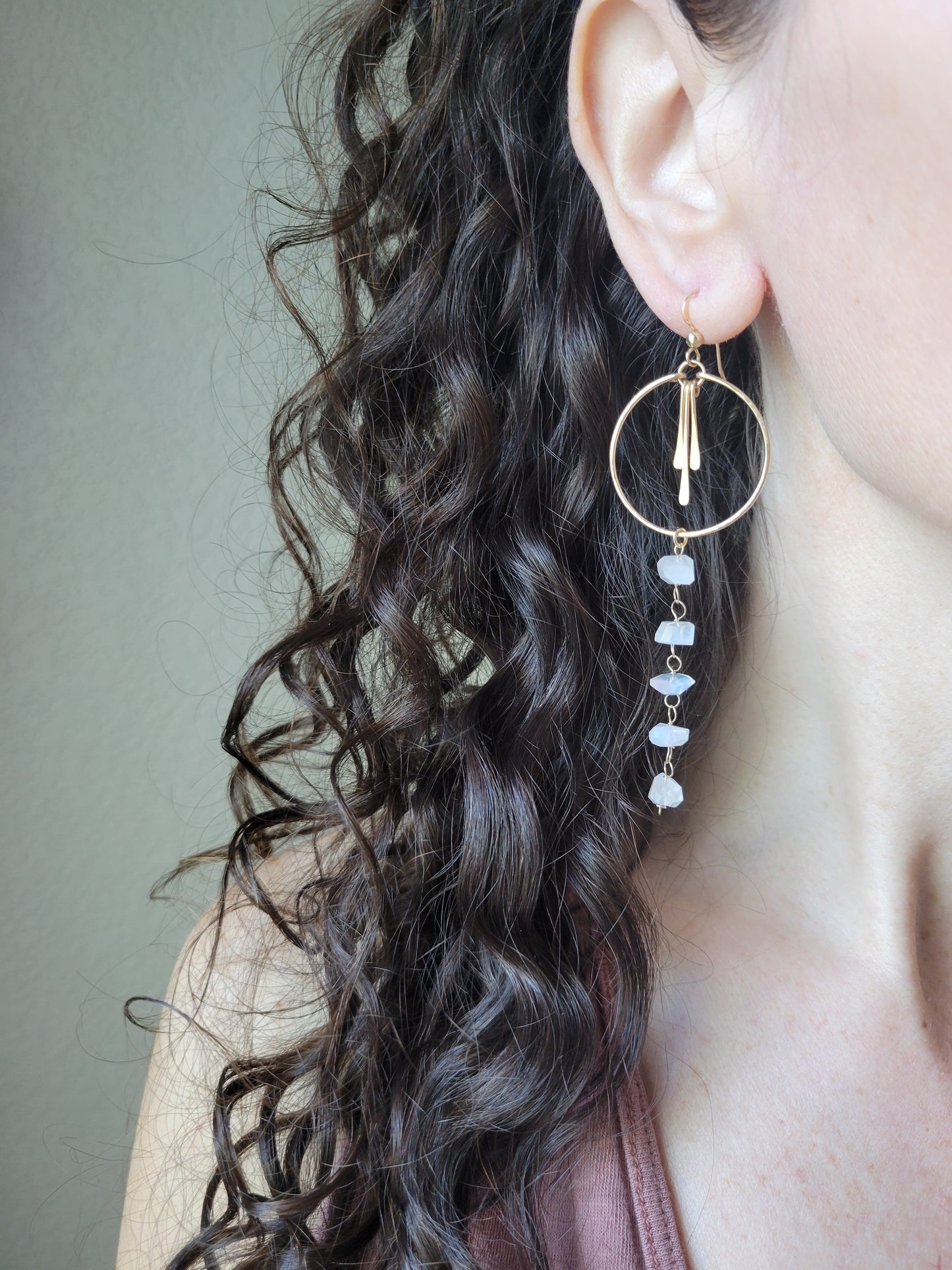 Long Moonstone Fringe Earrings