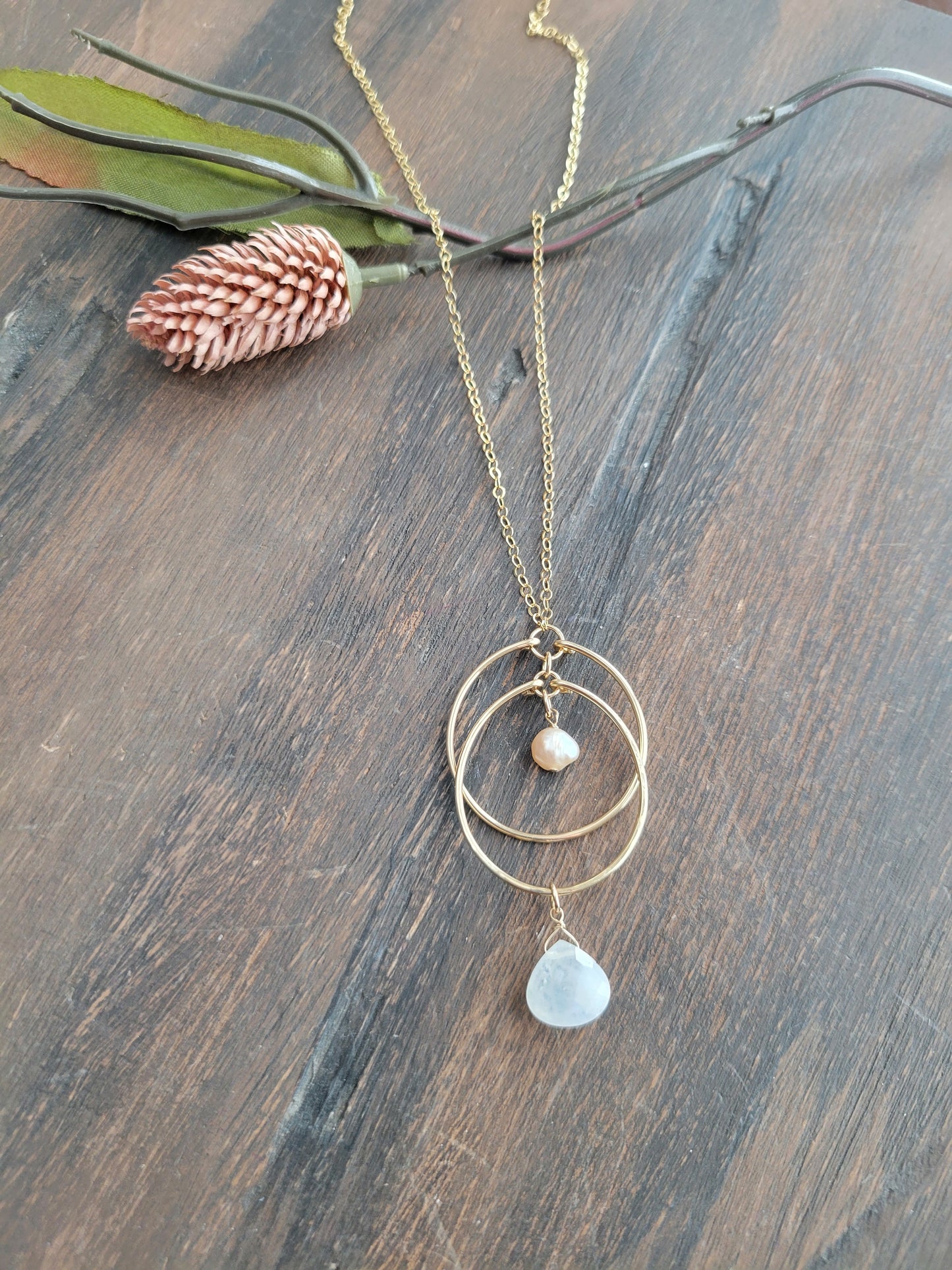 Moonstone and Pearl Necklace