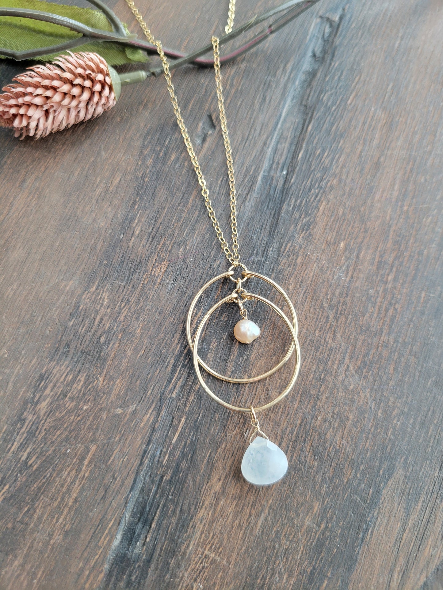 Moonstone and Pearl Necklace