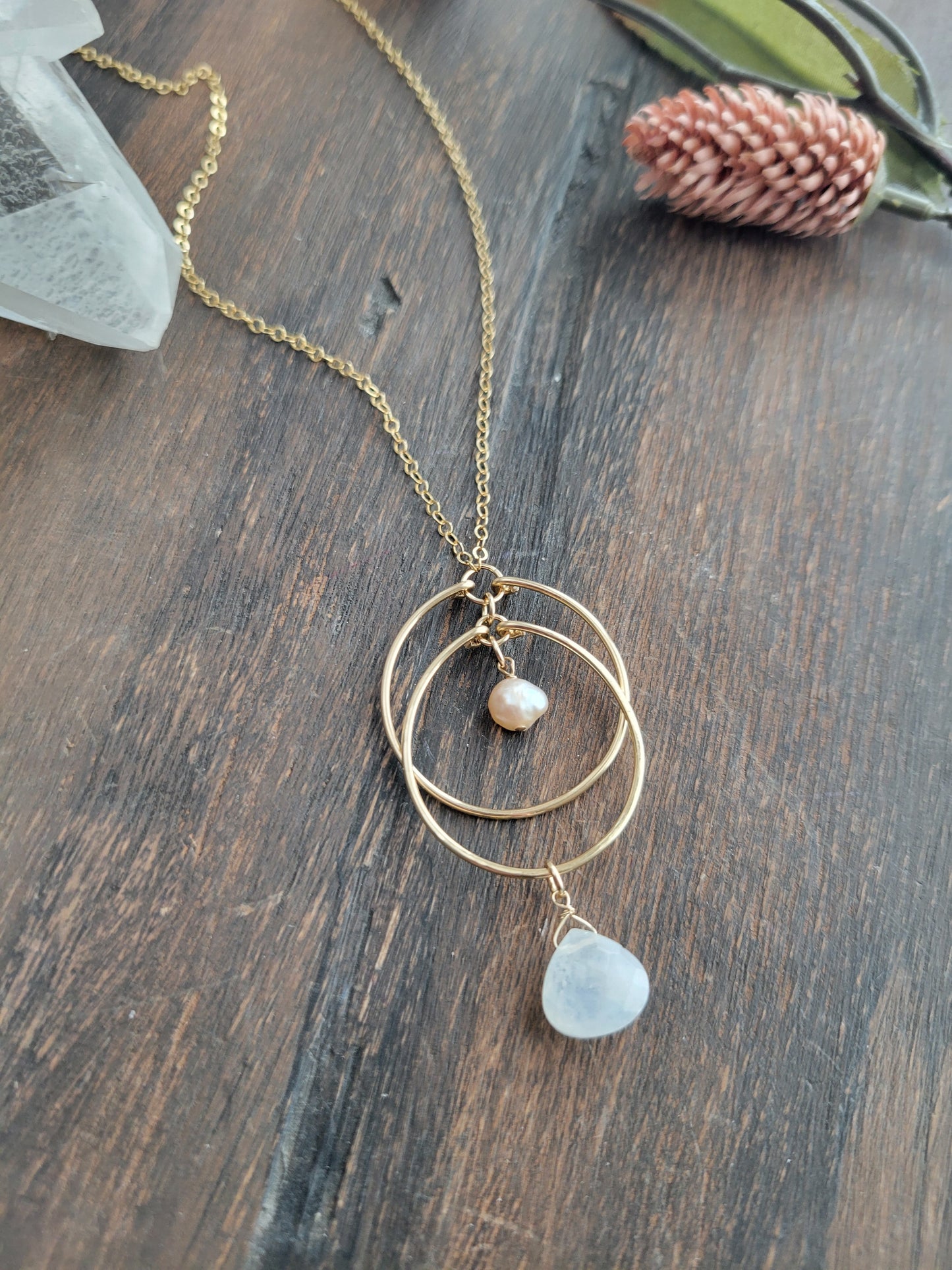 Moonstone and Pearl Necklace