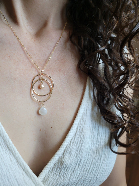 Moonstone and Pearl Necklace