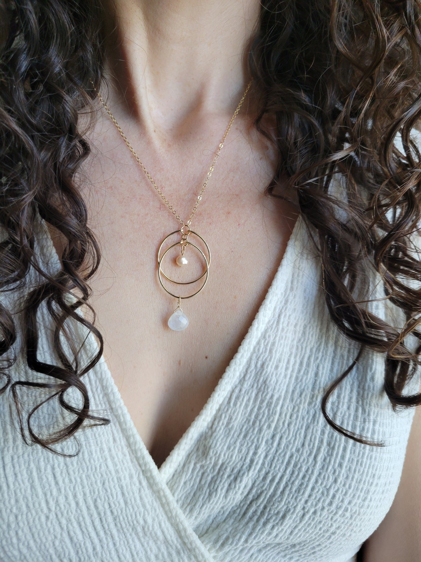 Moonstone and Pearl Necklace