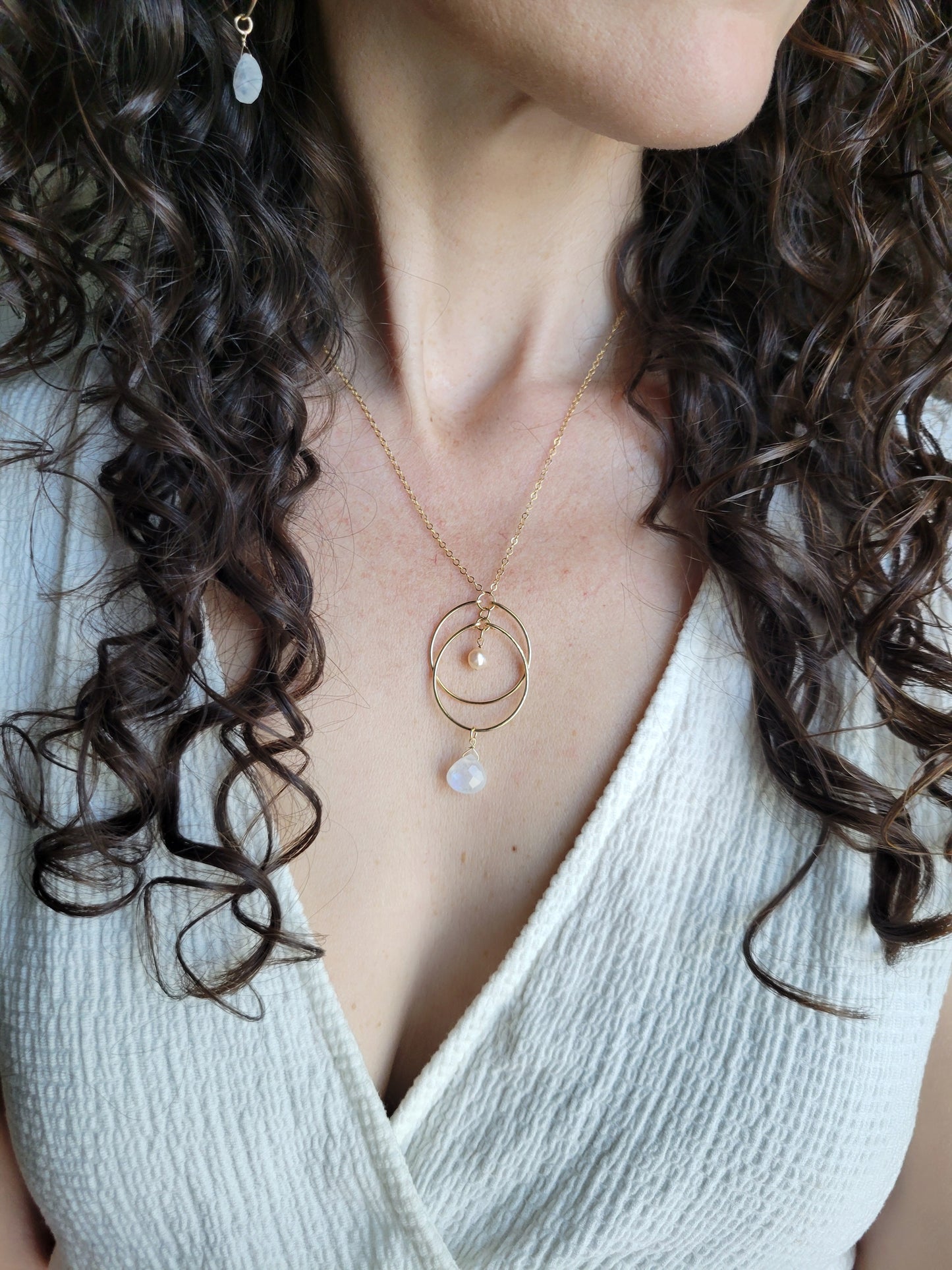 Moonstone and Pearl Necklace
