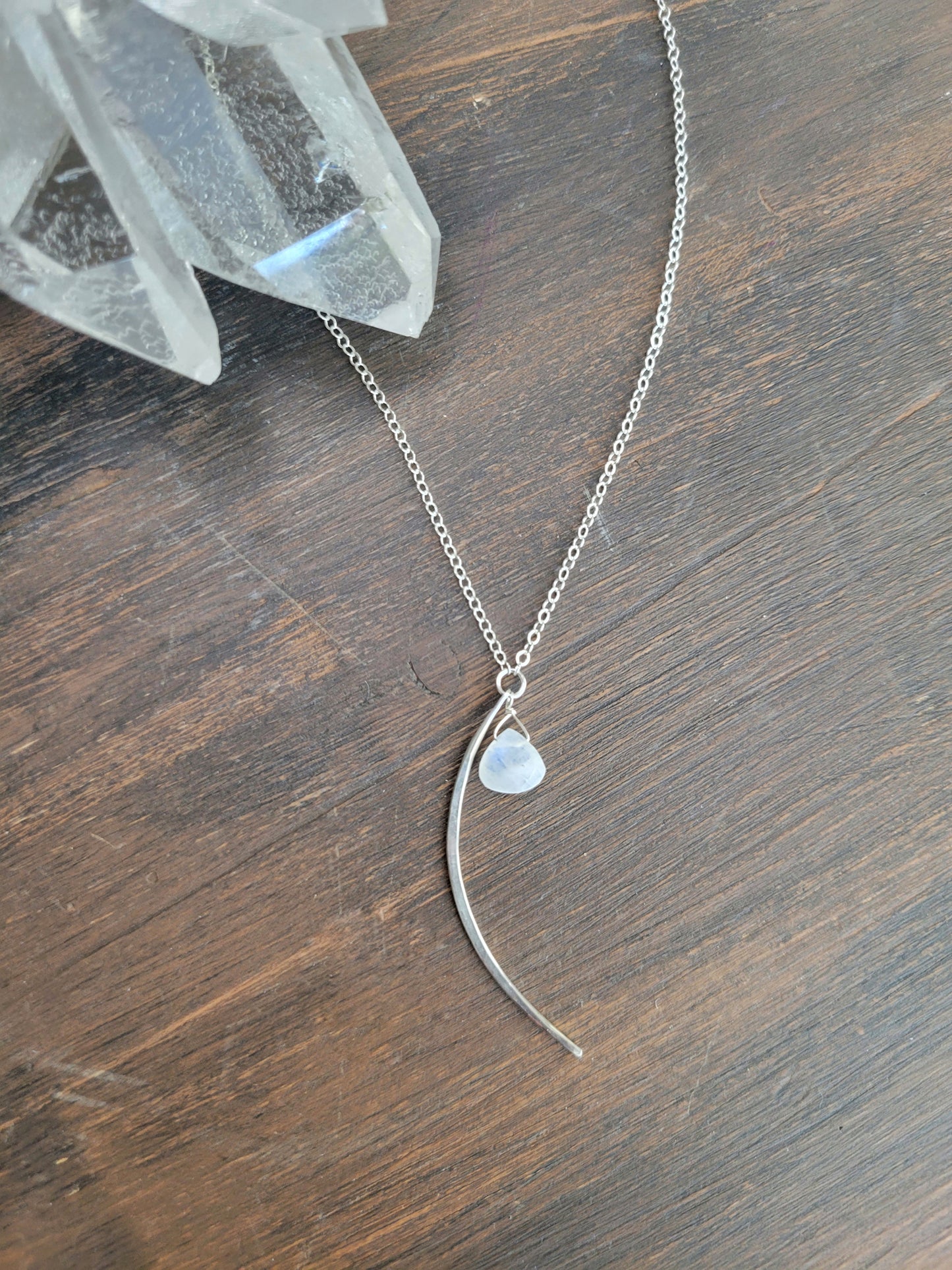 Moonstone Crescent Moon Necklace