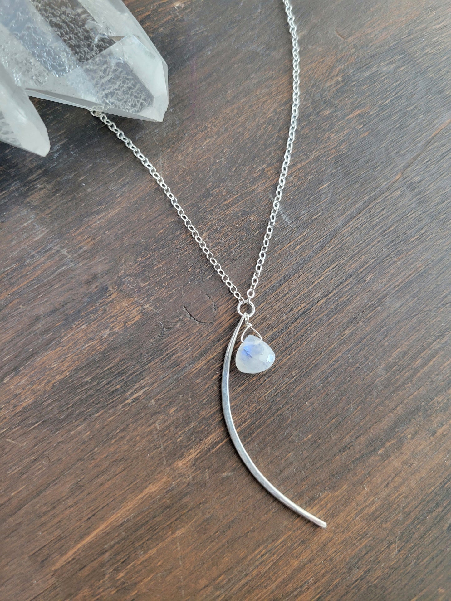 Moonstone Crescent Moon Necklace
