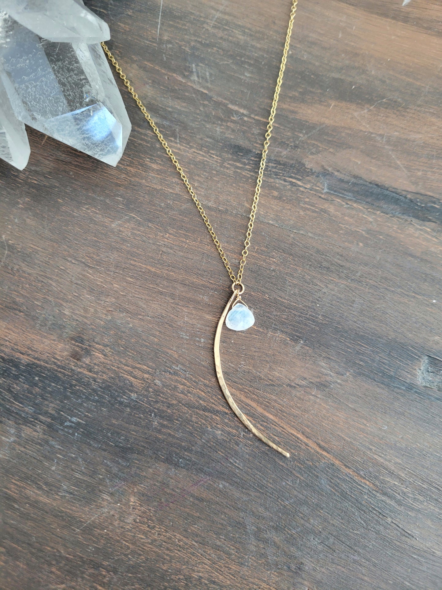 Moonstone Crescent Moon Necklace