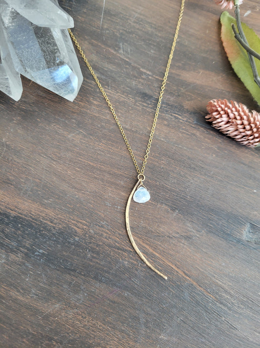 Moonstone Crescent Moon Necklace