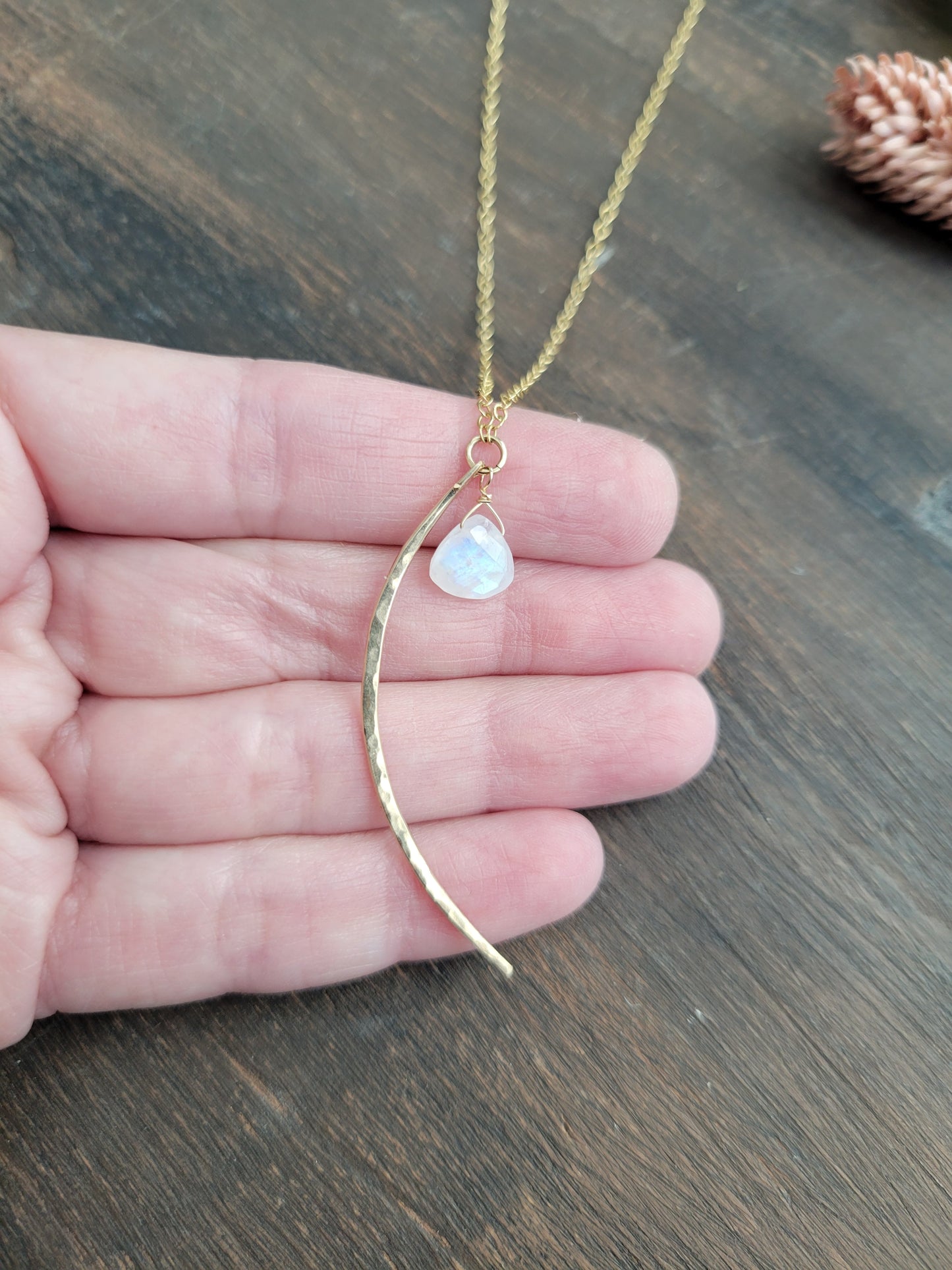 Moonstone Crescent Moon Necklace