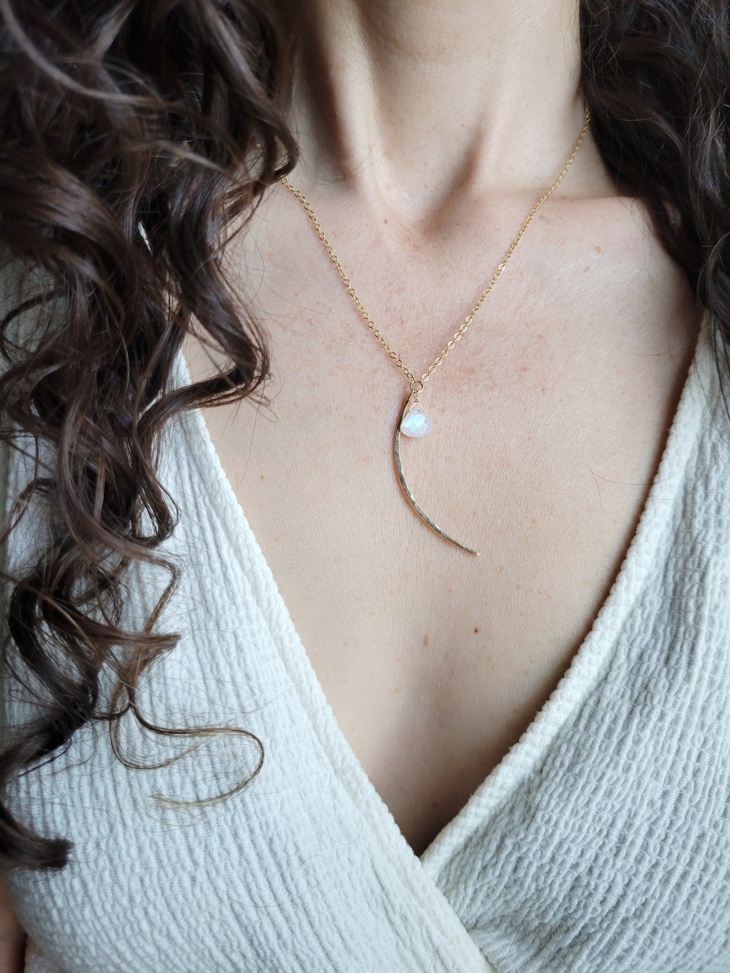 Moonstone Crescent Moon Necklace