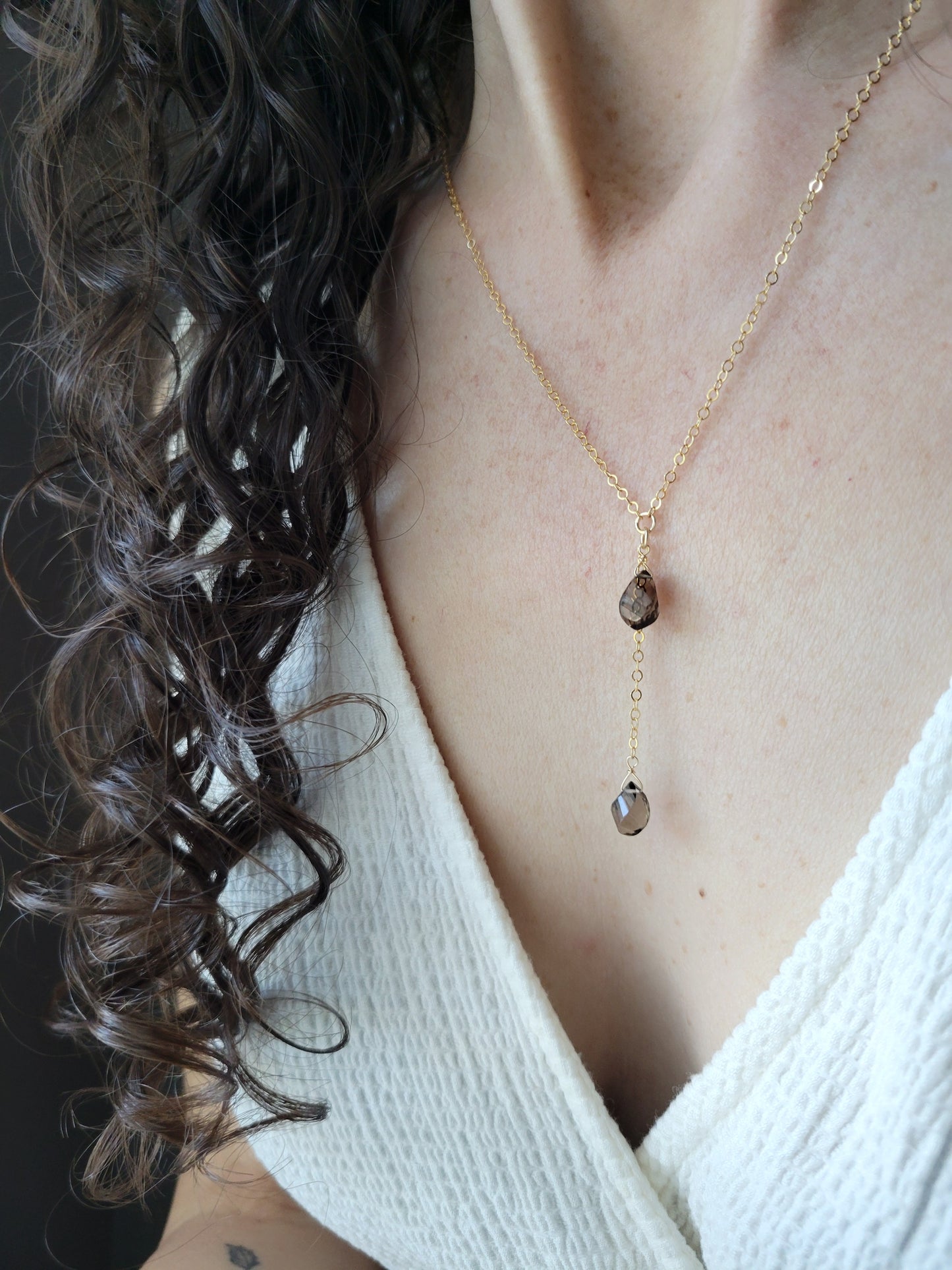 Smoky Quartz Y Necklace