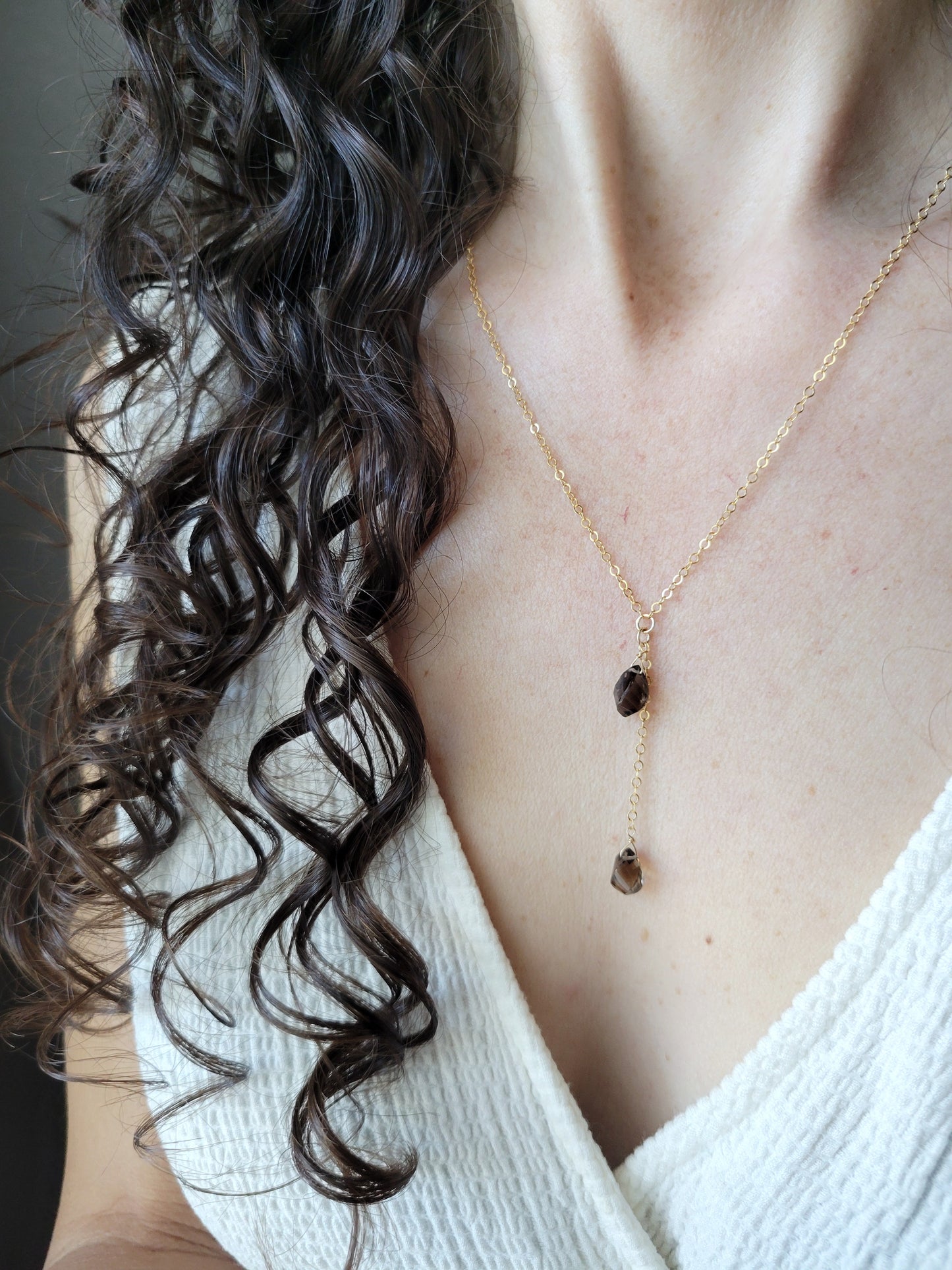 Smoky Quartz Y Necklace
