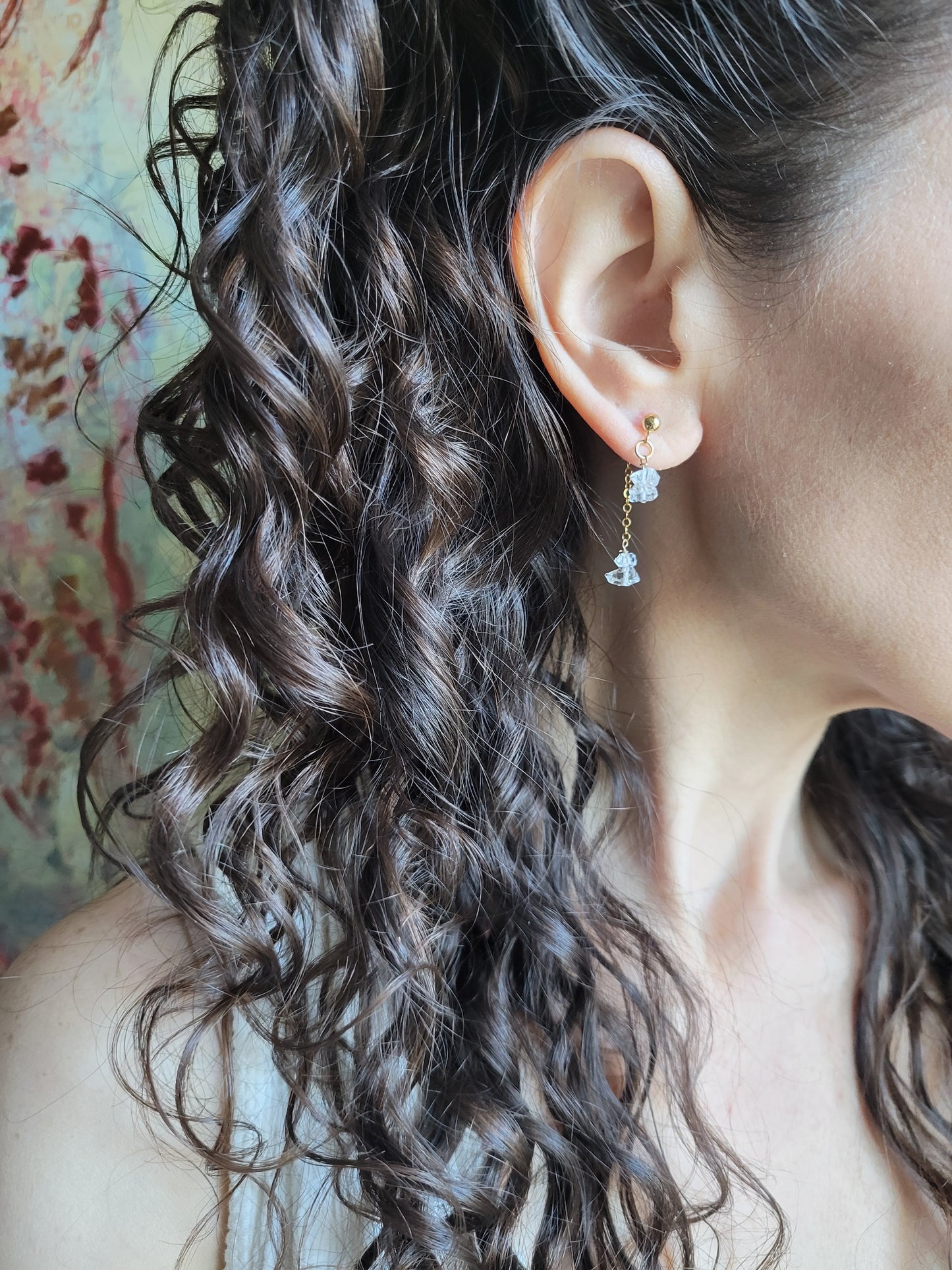 Herkimer Diamond Dangle Stud Earrings