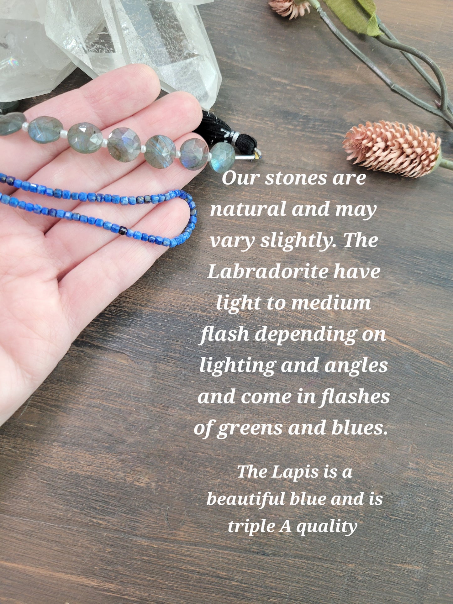 Dainty Labradorite and Lapis Fringe Earrings
