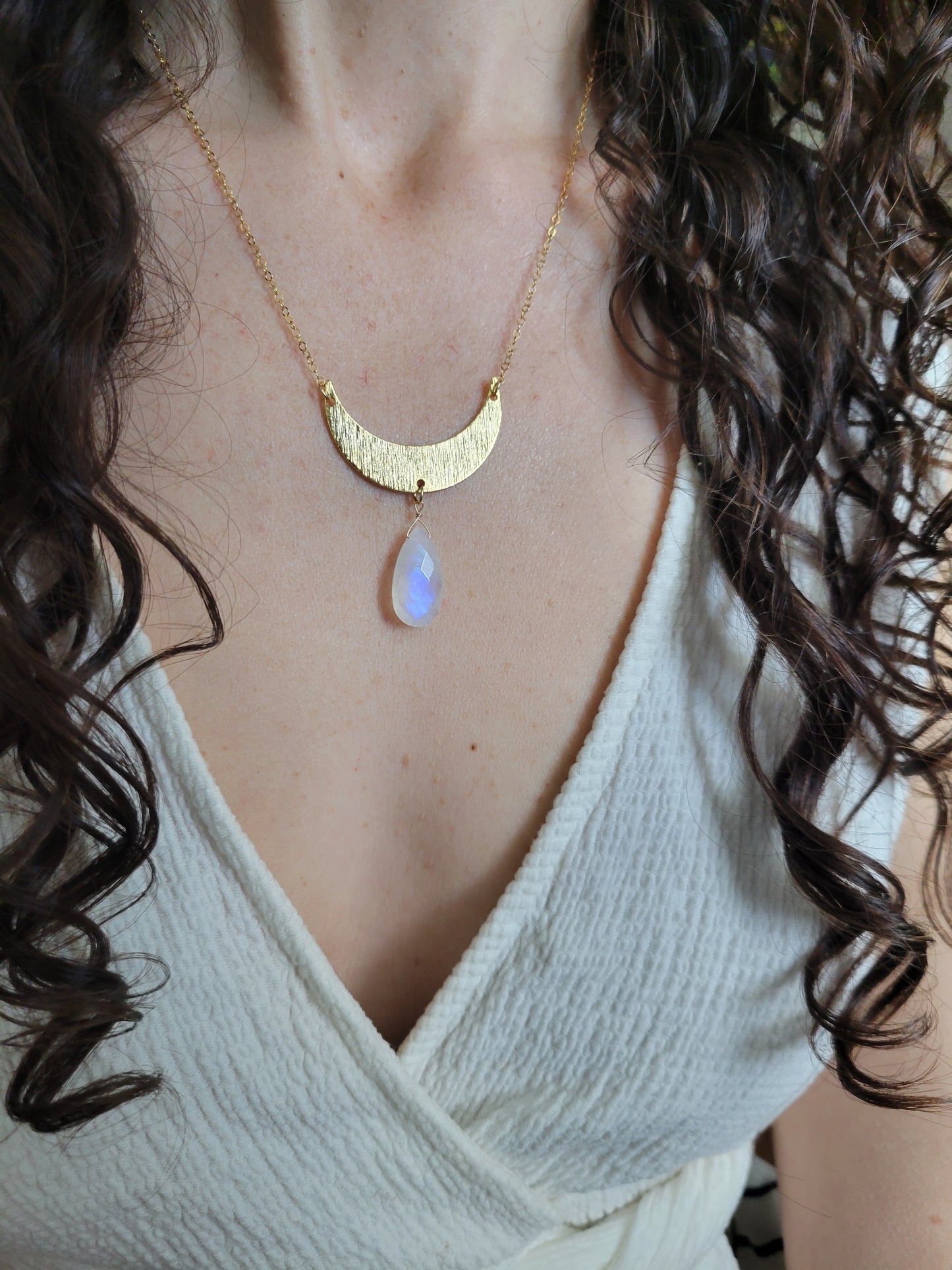 Crescent Moon Moonstone Necklace