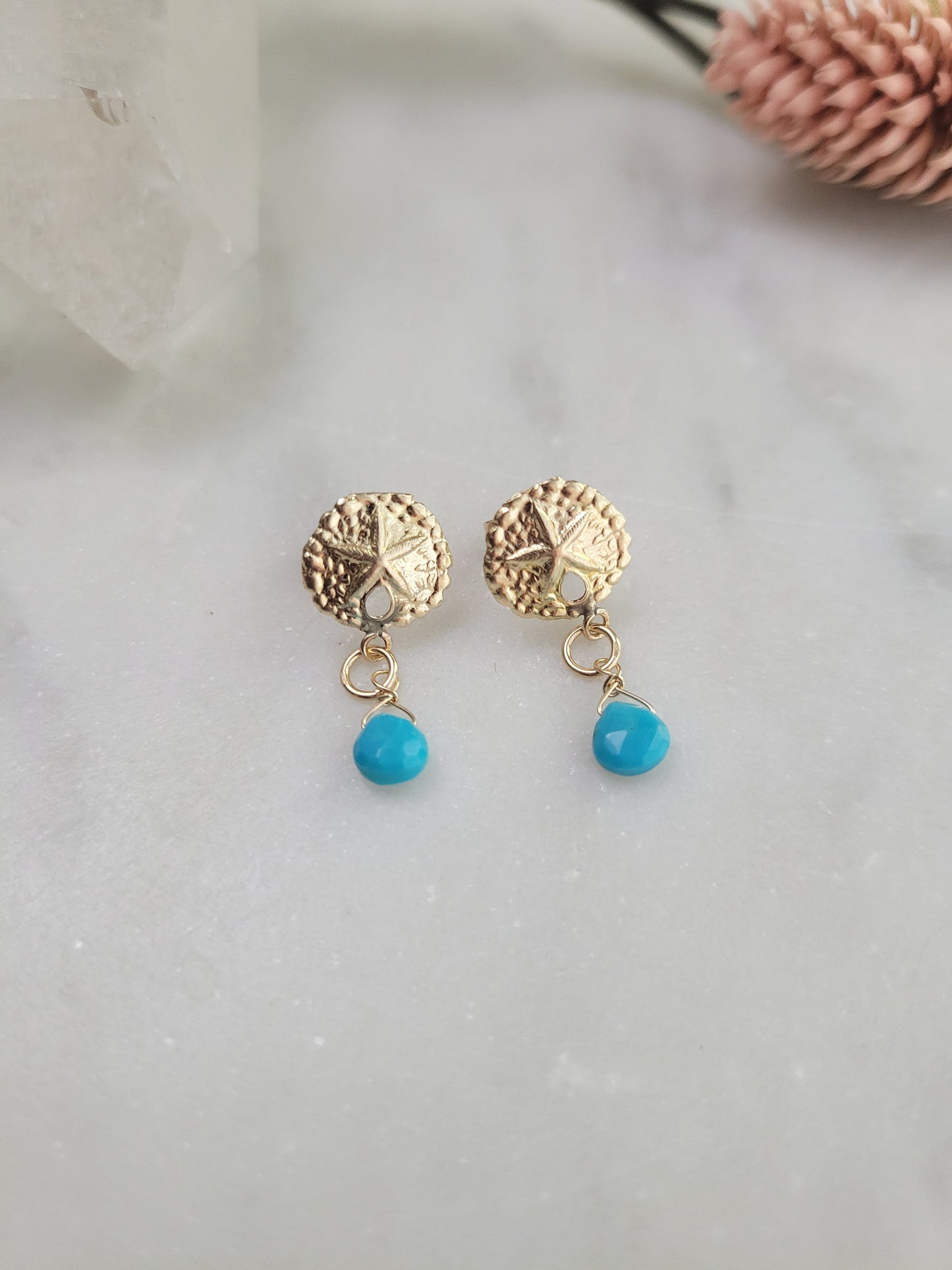 Turquoise Sand Dollar Earrings