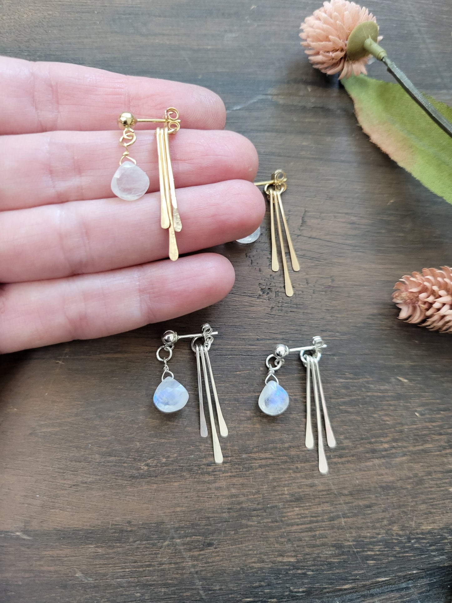 Moonstone Fringe Stud Earrings