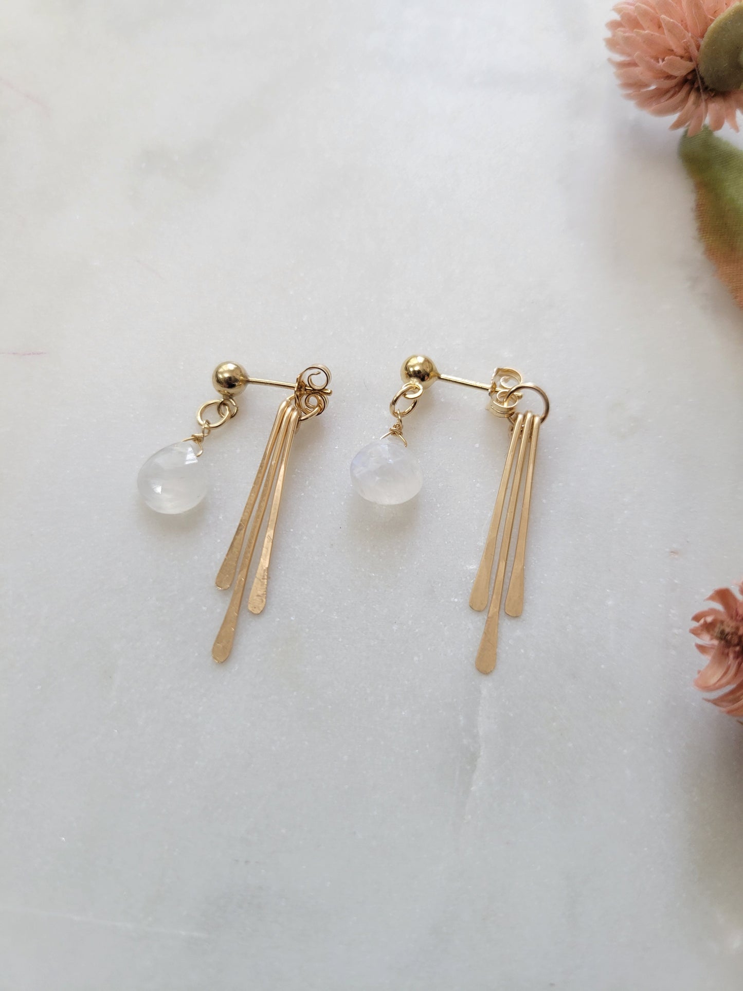 Moonstone Fringe Stud Earrings