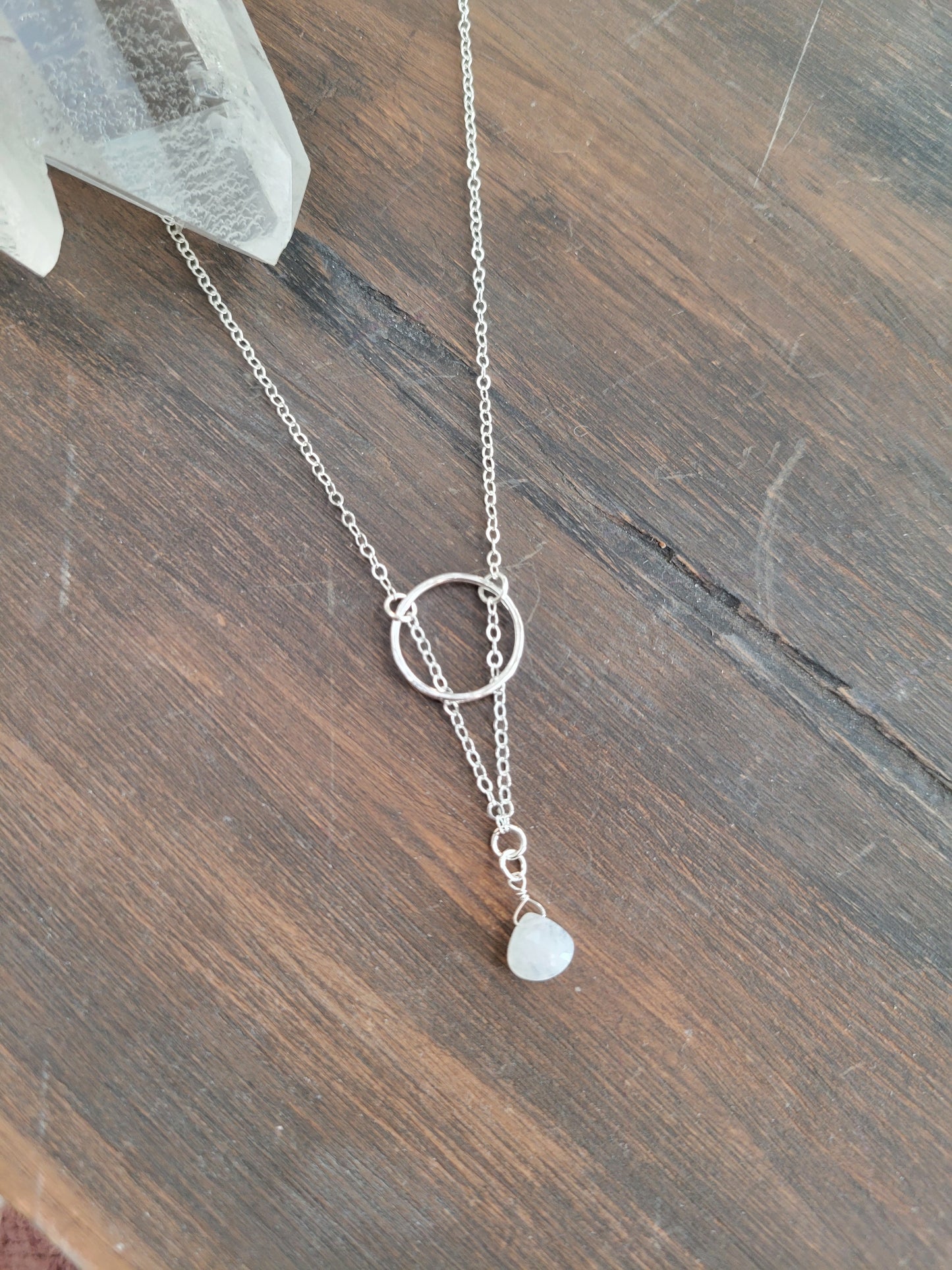 Dainty Moonstone Y Necklace