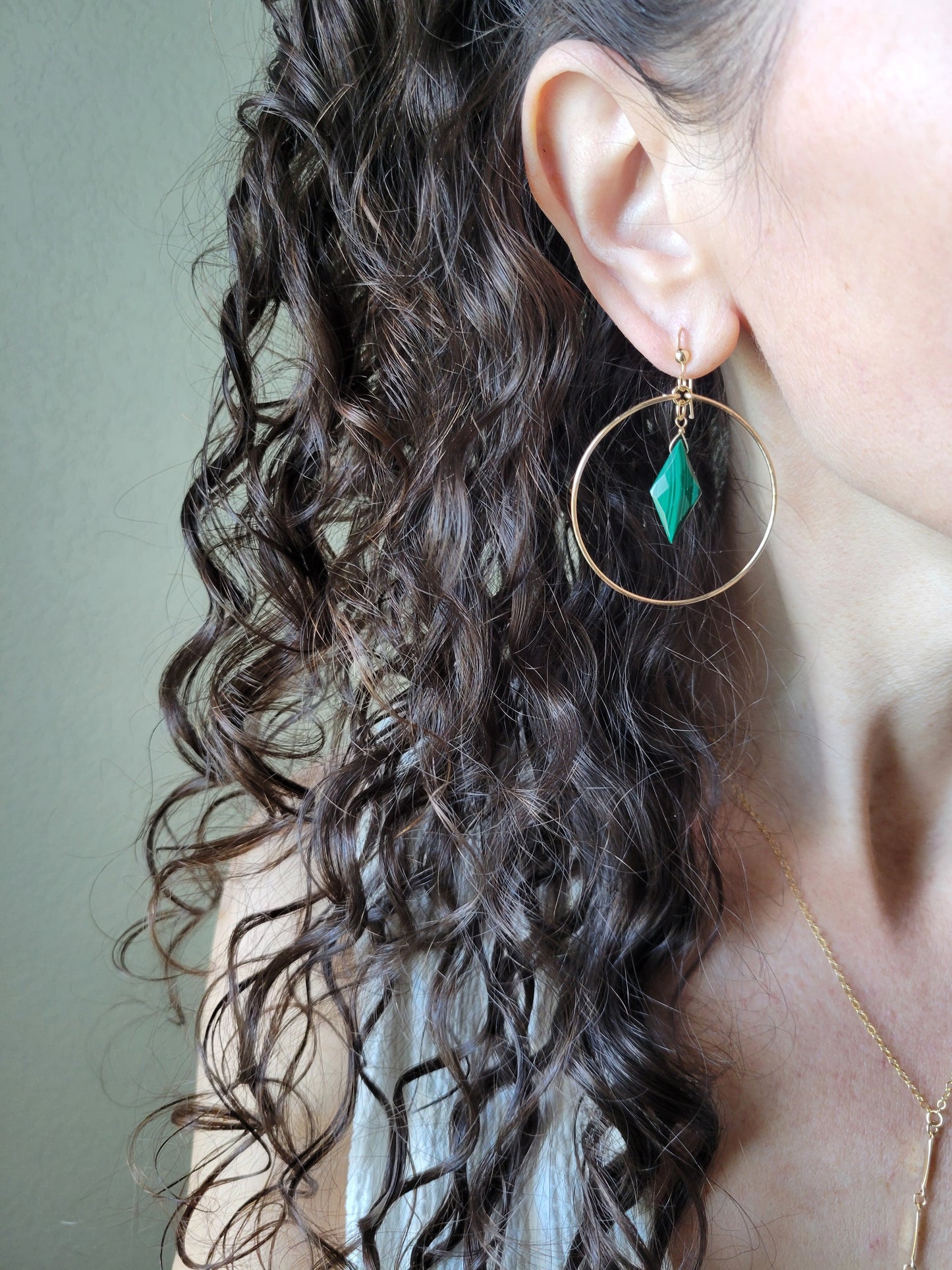 Malachite Gemstone Hoop Earrings