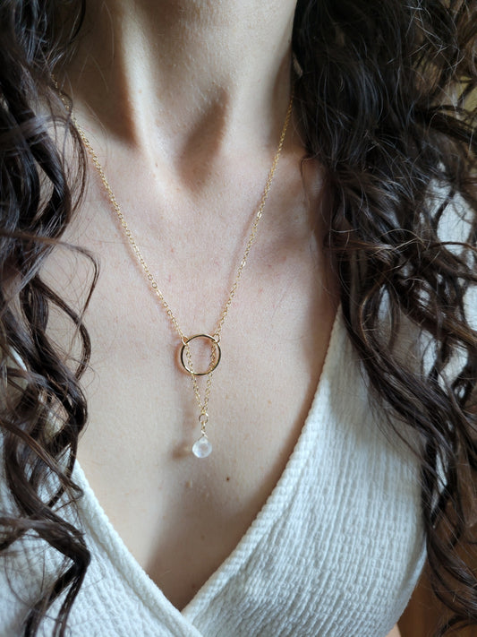 Dainty Moonstone Y Necklace